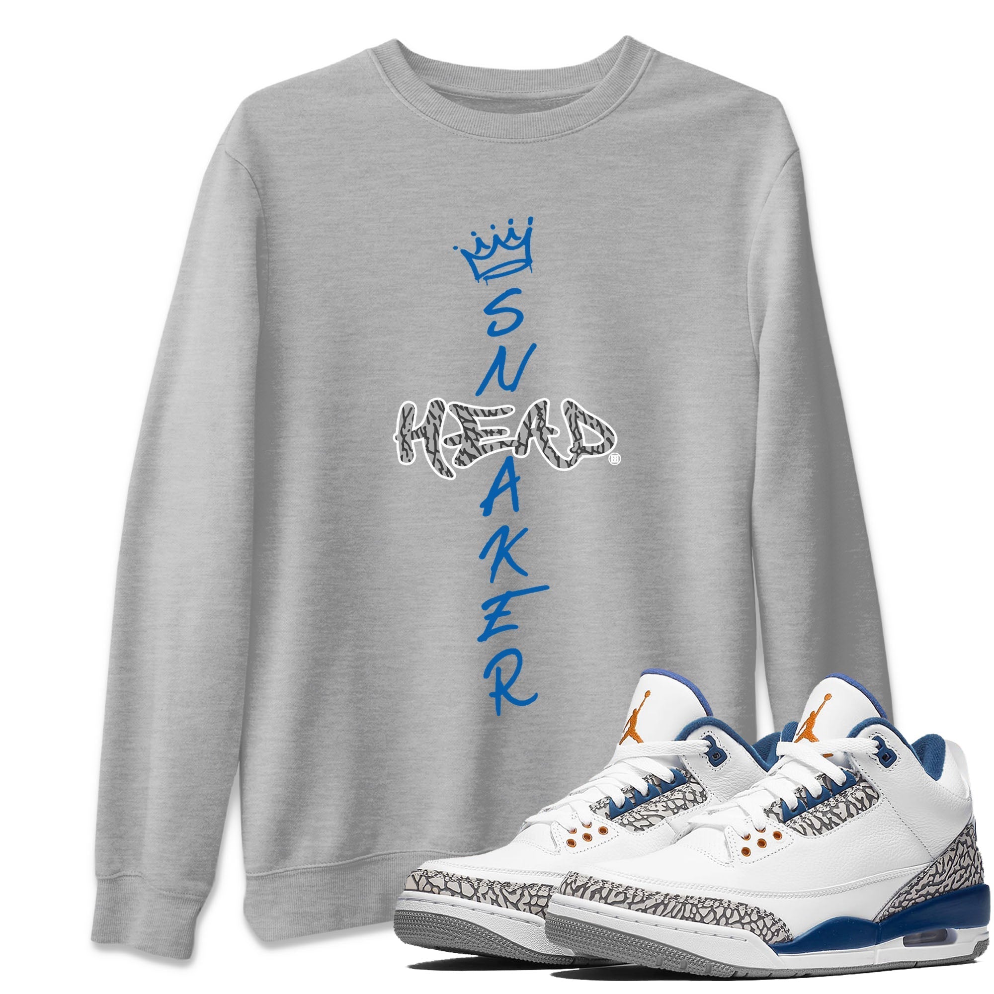 Air Jordan 3 Wizards Sneaker Match Tees Cross Sneakerhead Streetwear Sneaker Shirt Air Jordan 3 Retro Wizards Tees Unisex Shirts Heather Grey 1