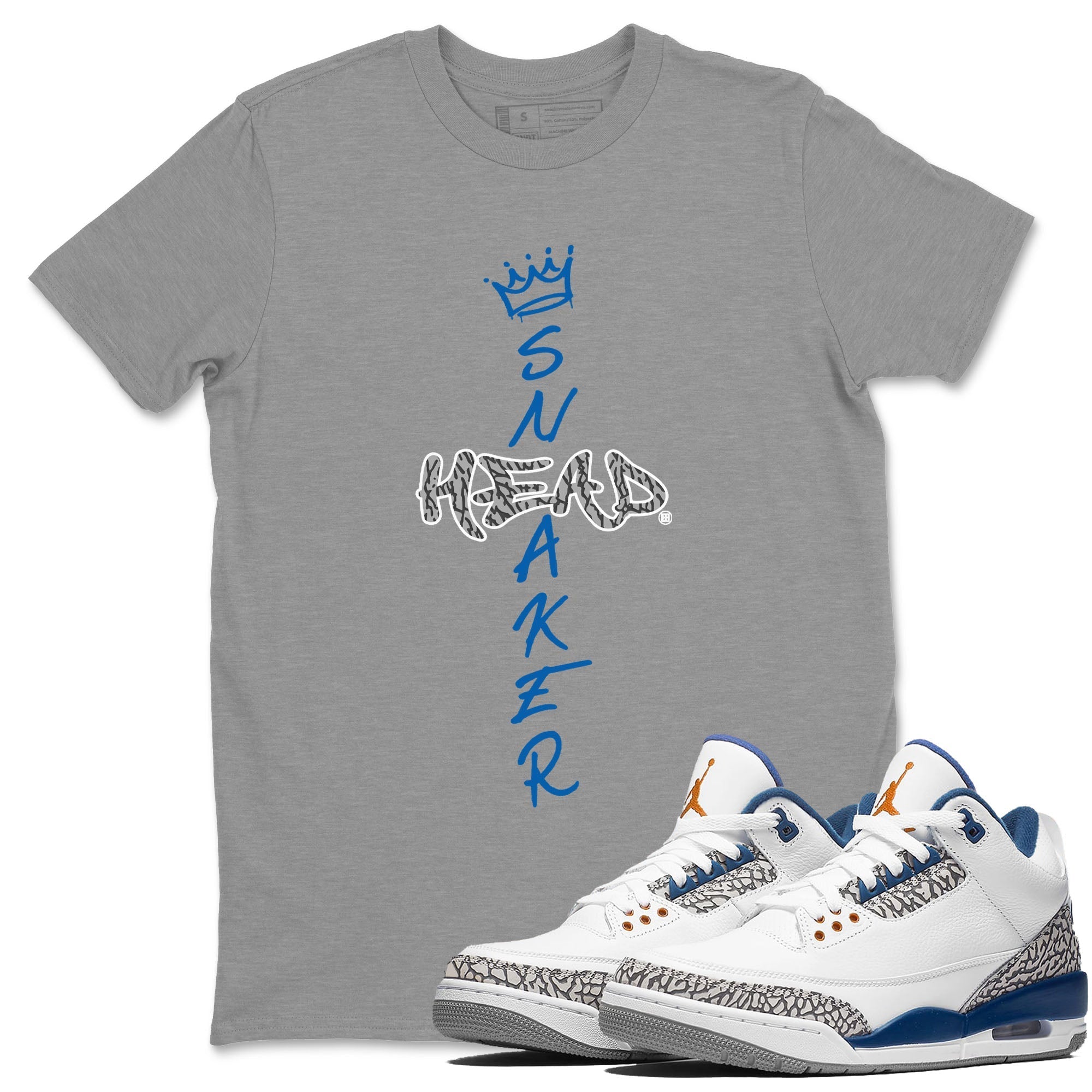 Air Jordan 3 Wizards Sneaker Match Tees Cross Sneakerhead Streetwear Sneaker Shirt Air Jordan 3 Retro Wizards Tees Unisex Shirts Heather Grey 1