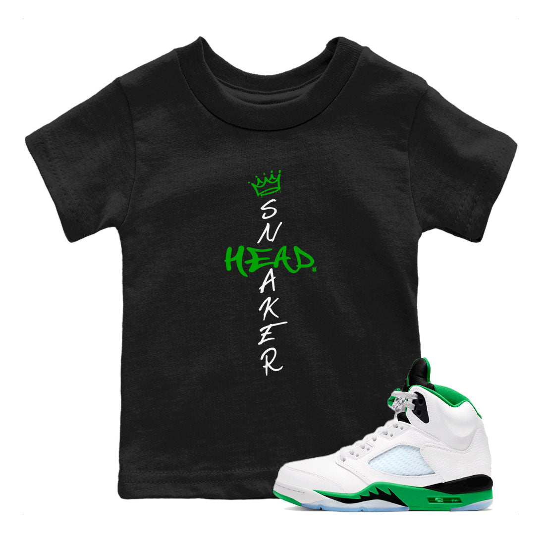 Jordan 5 Retro Lucky Green shirt to match jordans Cross Sneakerhead sneaker match tee AJ5 Lucky Green Drip Gear Zone baby toddler Black 1 cotton Shirt