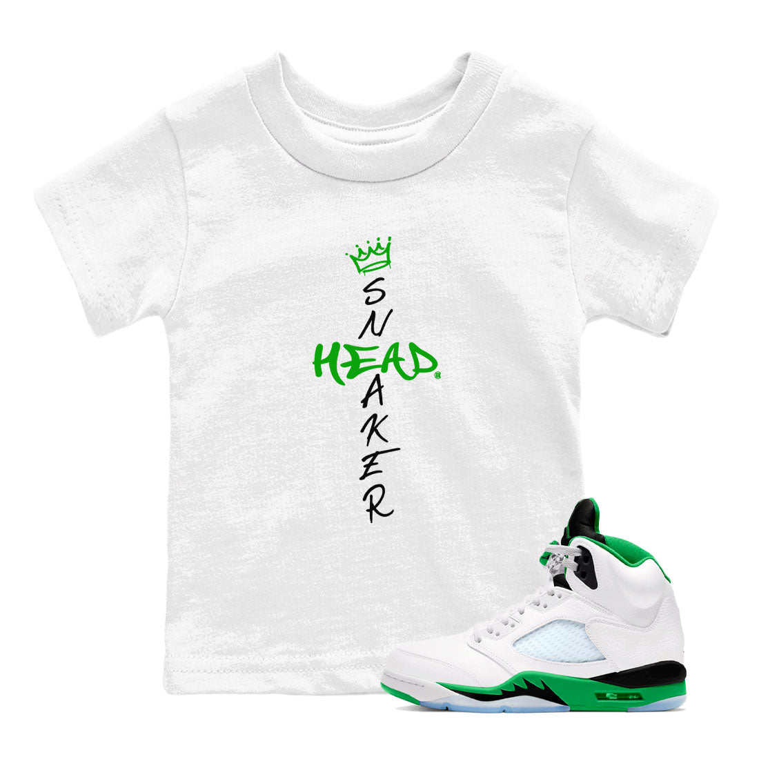 Jordan 5 Retro Lucky Green shirt to match jordans Cross Sneakerhead sneaker match tee AJ5 Lucky Green Drip Gear Zone baby toddler White 1 cotton Shirt