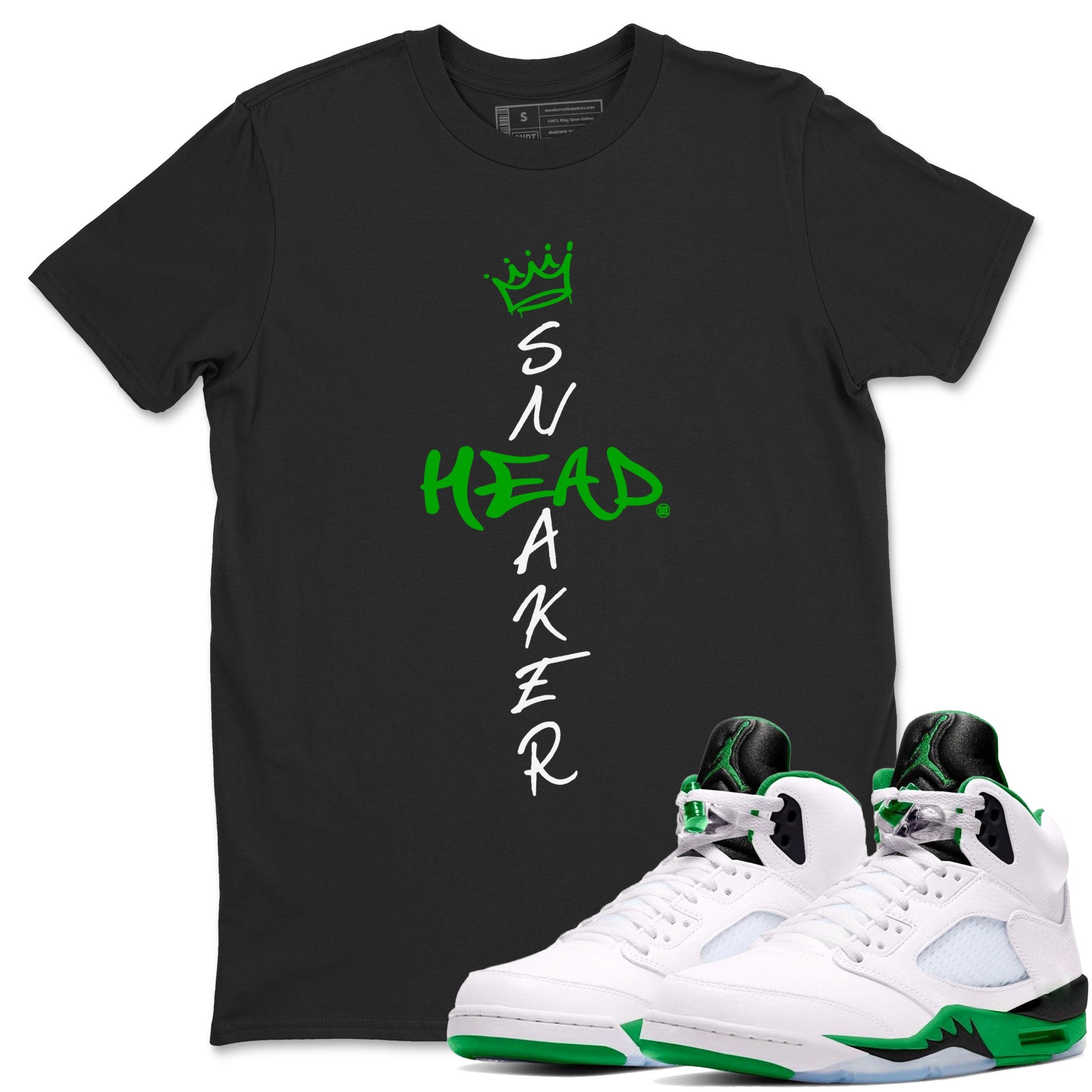 Jordan 5 Retro Lucky Green shirt to match jordans Cross Sneakerhead sneaker match tee AJ5 Lucky Green Drip Gear Zone unisex cotton Black 1 crew neck shirt