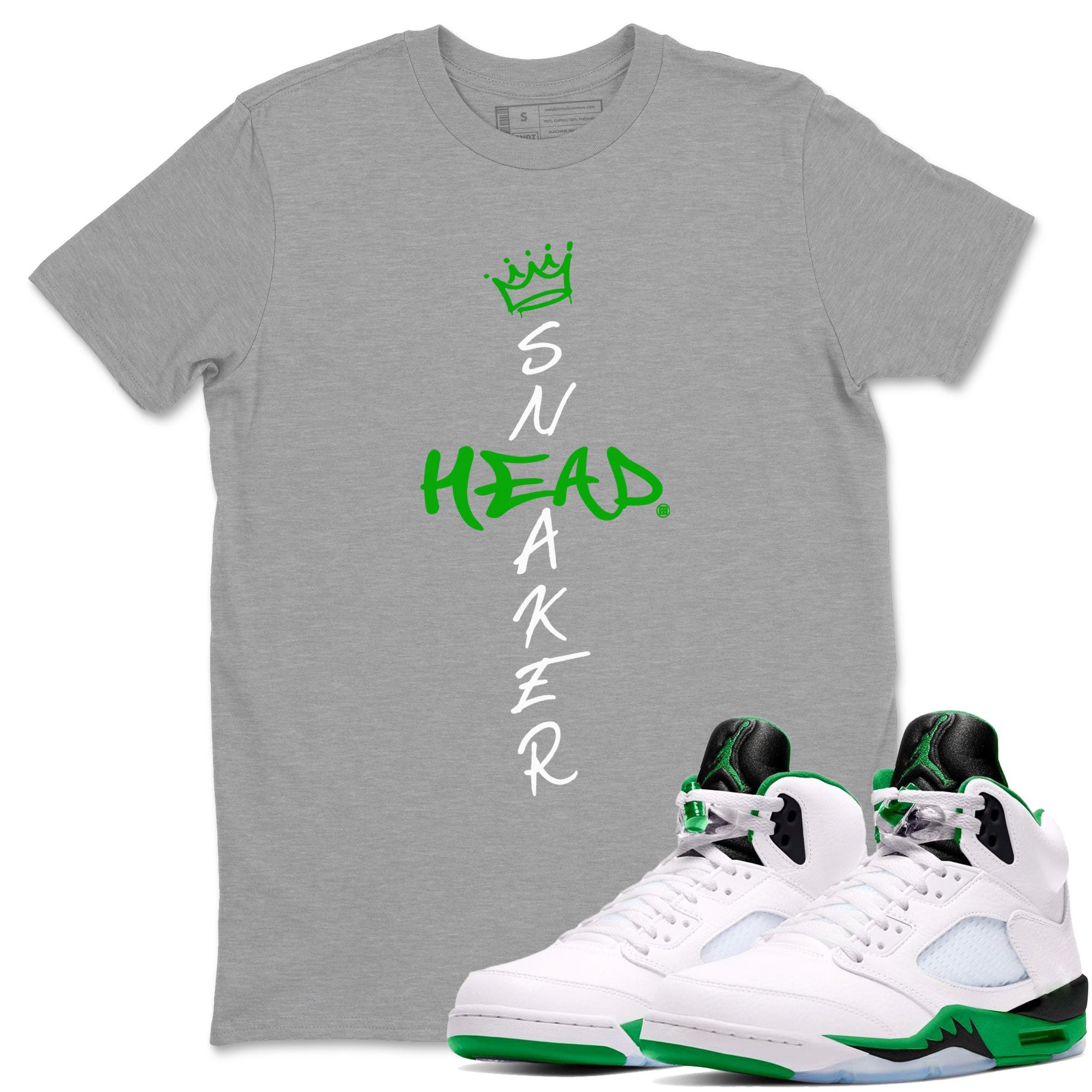 Jordan 5 Retro Lucky Green shirt to match jordans Cross Sneakerhead sneaker match tee AJ5 Lucky Green Drip Gear Zone unisex cotton Heather Grey 1 crew neck shirt
