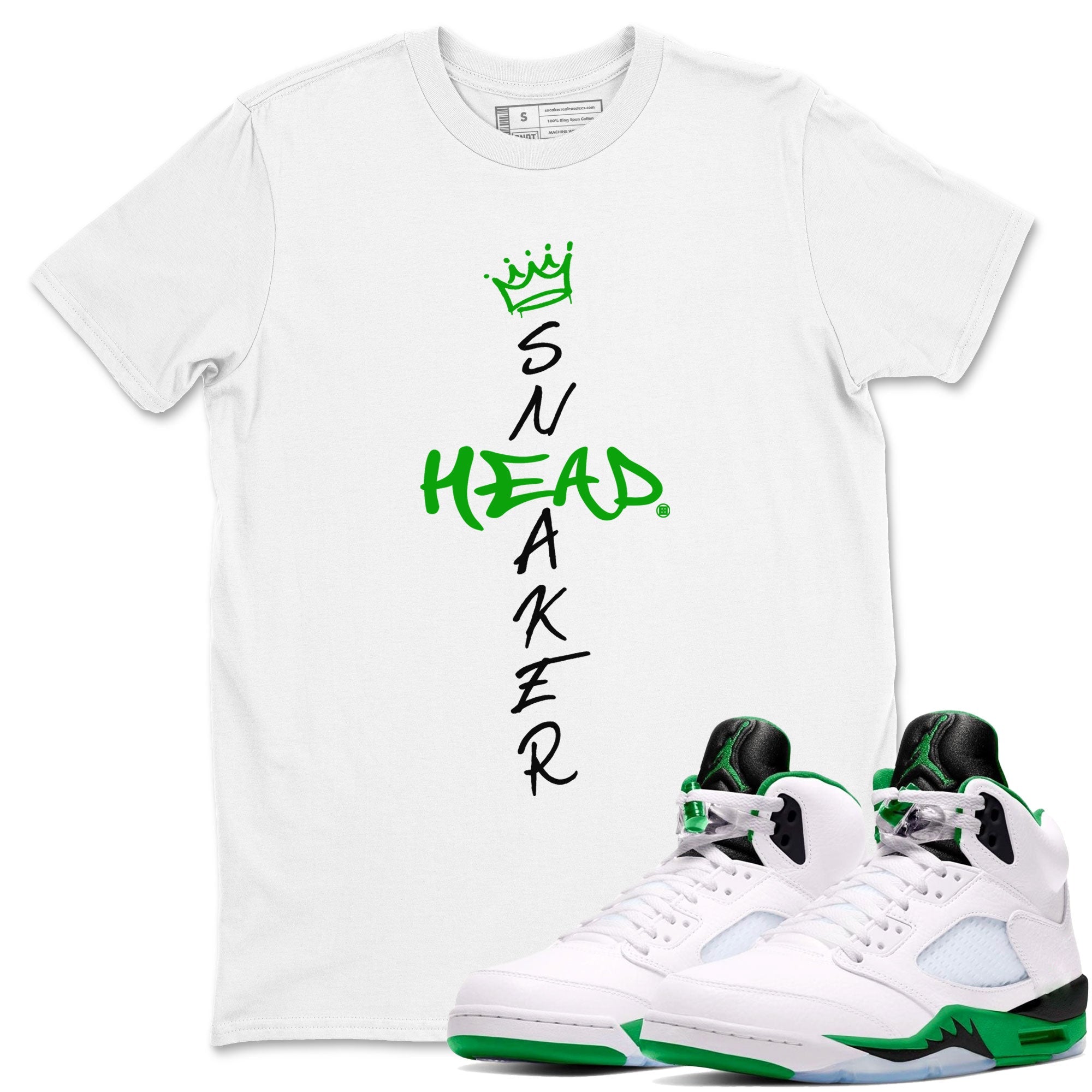 Jordan 5 Retro Lucky Green shirt to match jordans Cross Sneakerhead sneaker match tee AJ5 Lucky Green Drip Gear Zone unisex cotton White 1 crew neck shirt