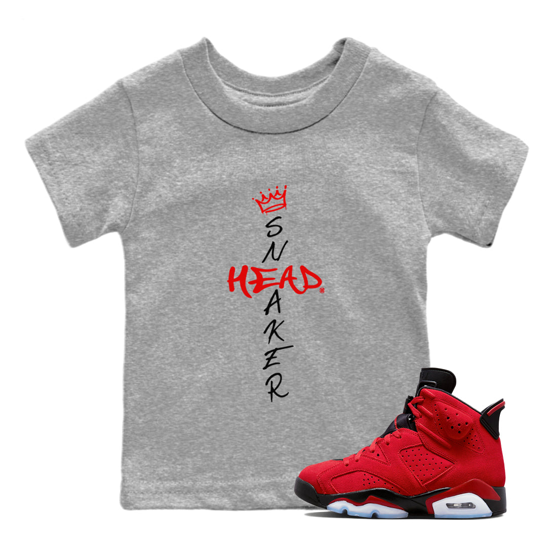 Air Jordan 6 Toro Bravo Sneaker Match Tees Cross Sneakerhead Streetwear Sneaker Shirt Air Jordan 6 Toro Tees Kids Shirts Heather Grey 1