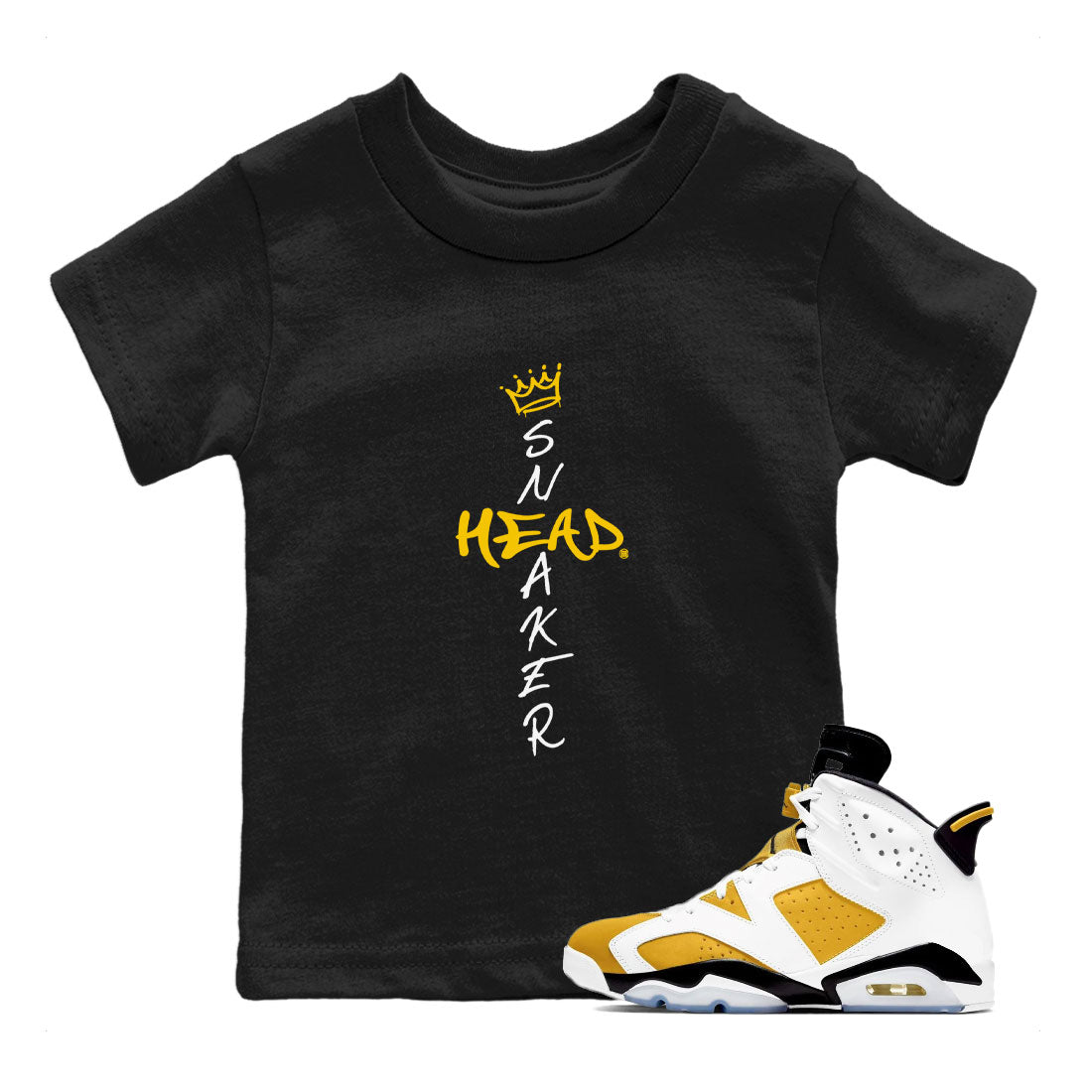Air Jordan 6 Yellow Ochre shirt to match jordans Cross Sneakerhead special sneaker matching tees AJ6 Yellow Ochre Drip Gear Zone Brand Baby Toddler Black 1 T-Shirt