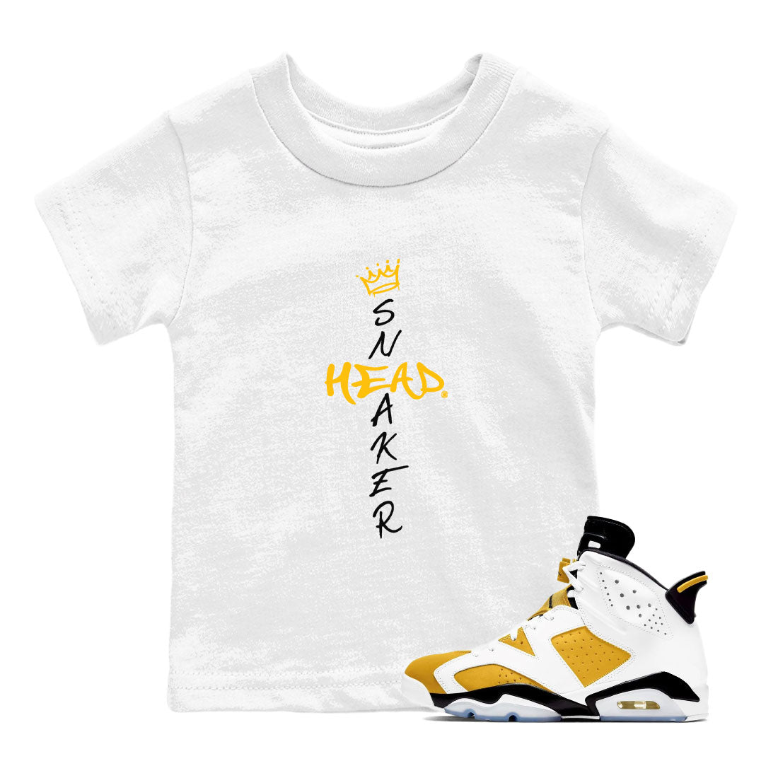 Air Jordan 6 Yellow Ochre shirt to match jordans Cross Sneakerhead special sneaker matching tees AJ6 Yellow Ochre Drip Gear Zone Brand Baby Toddler White 1 T-Shirt