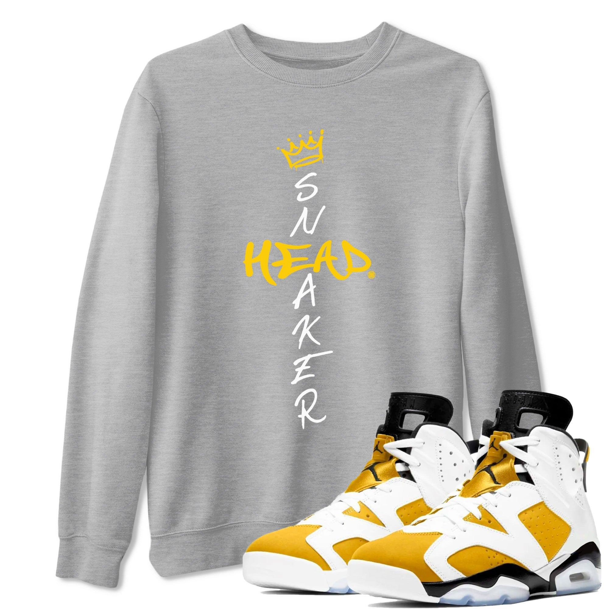 Air Jordan 6 Yellow Ochre shirt to match jordans Cross Sneakerhead special sneaker matching tees AJ6 Yellow Ochre Drip Gear Zone Brand Unisex Heather Grey 1 T-Shirt