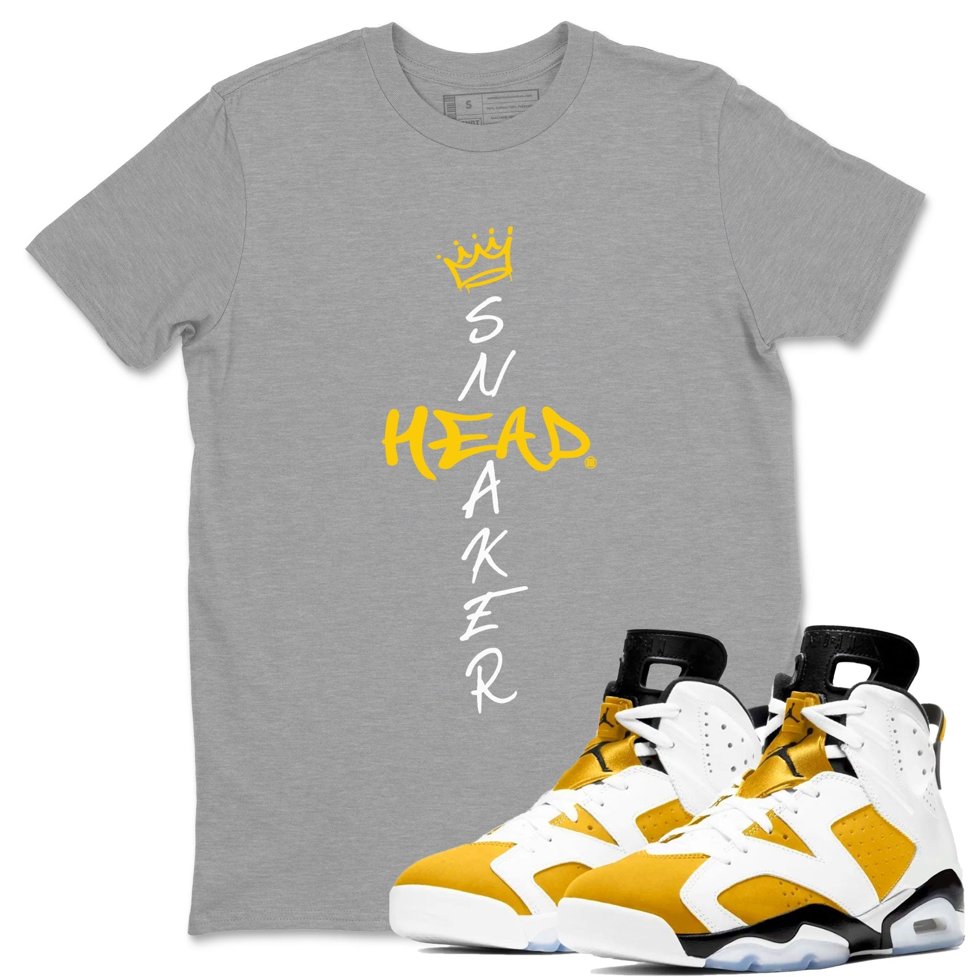 Air Jordan 6 Yellow Ochre shirt to match jordans Cross Sneakerhead special sneaker matching tees AJ6 Yellow Ochre Drip Gear Zone Brand Unisex Heather Grey 1 T-Shirt