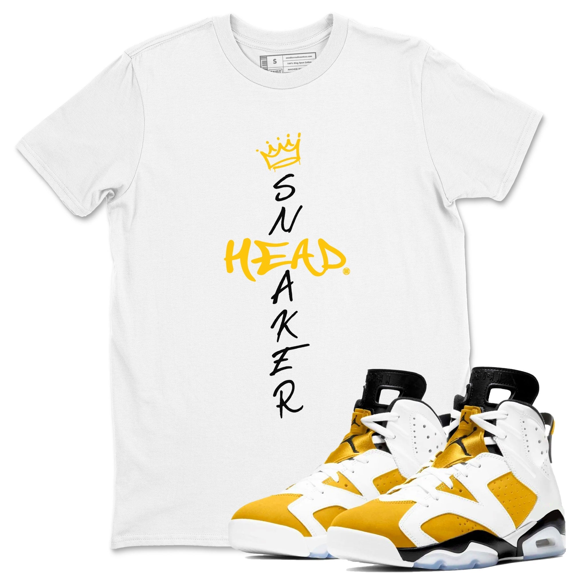 Air Jordan 6 Yellow Ochre shirt to match jordans Cross Sneakerhead special sneaker matching tees AJ6 Yellow Ochre Drip Gear Zone Brand Unisex White 1 T-Shirt