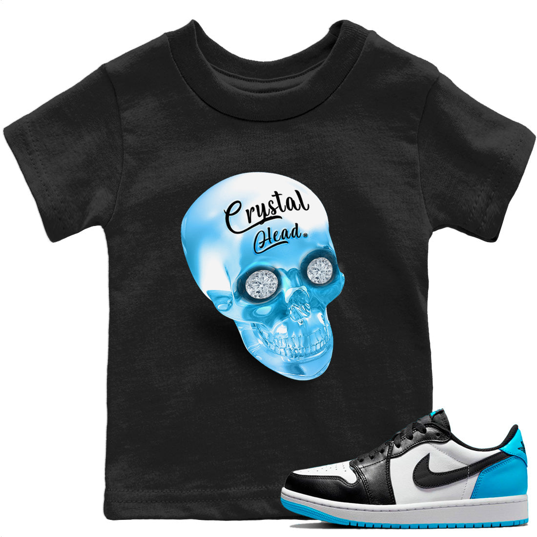 Jordan 1 Powder Blue Sneaker Tees Drip Gear Zone Crystal Head Sneaker Tees Jordan 1 Powder Blue Shirt Kids Shirts