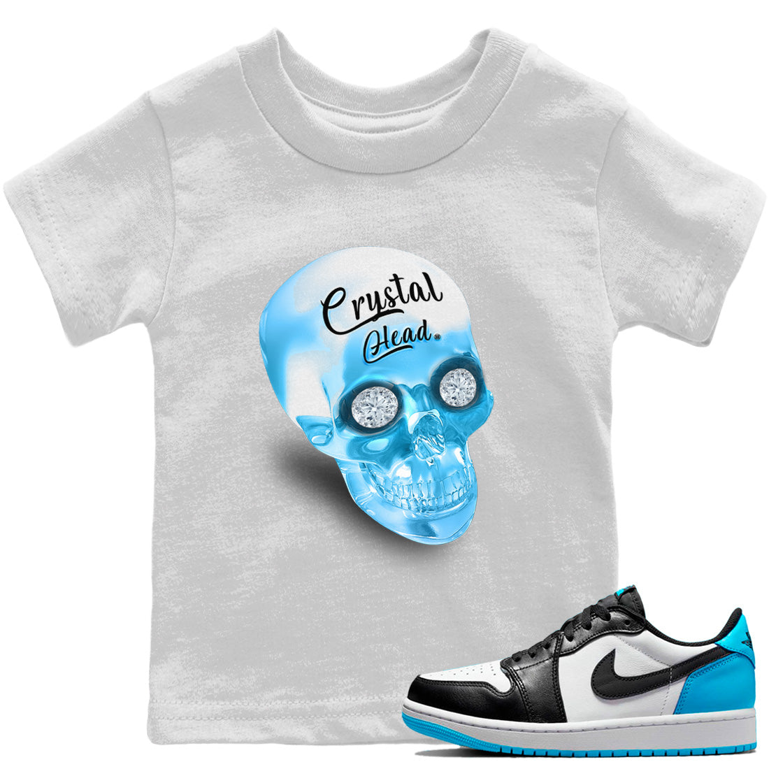Jordan 1 Powder Blue Sneaker Tees Drip Gear Zone Crystal Head Sneaker Tees Jordan 1 Powder Blue Shirt Kids Shirts