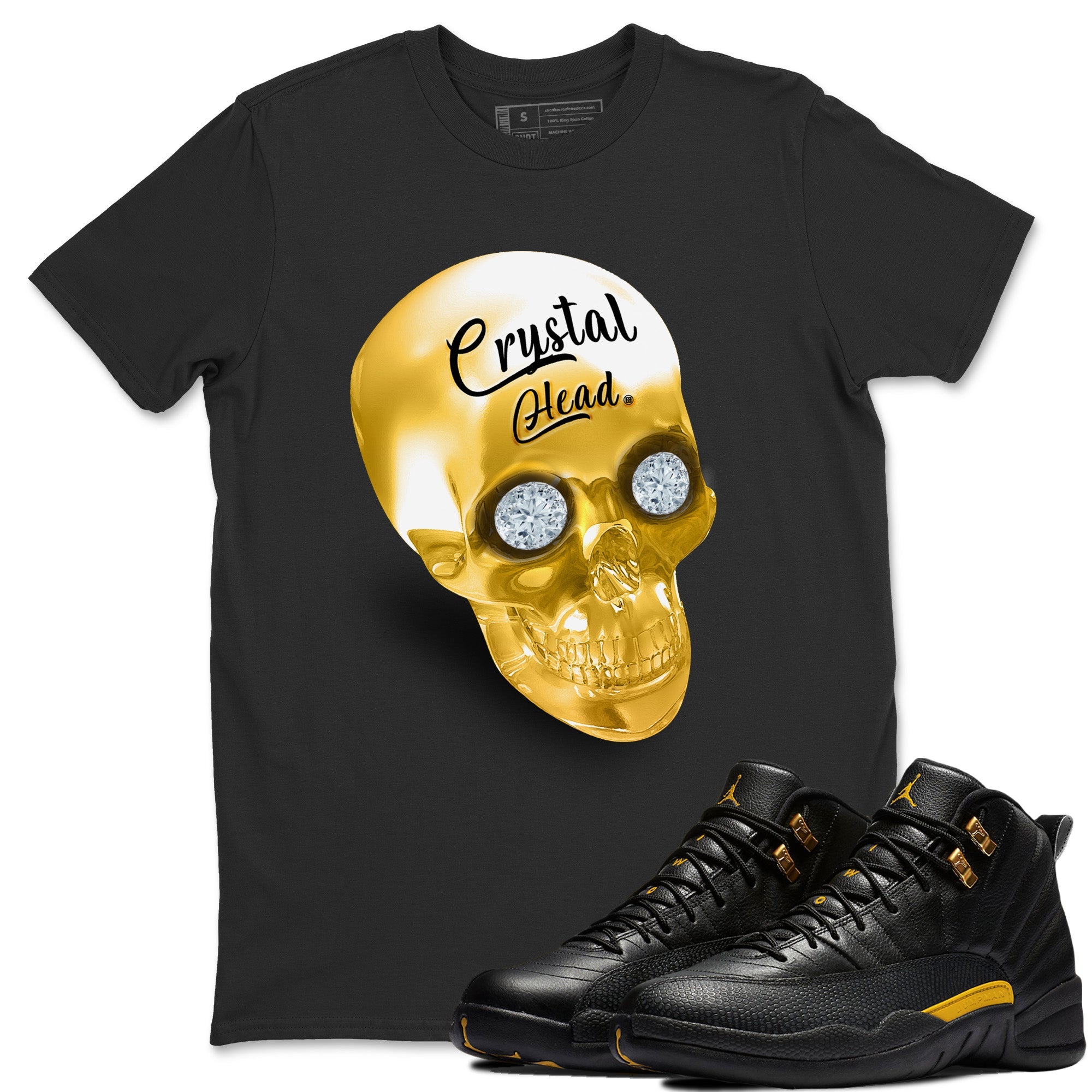 Jordan 12 Black Taxi Sneaker Tees Drip Gear Zone Crystal Head Sneaker Tees Jordan 12 Black Taxi Shirt Unisex Shirts