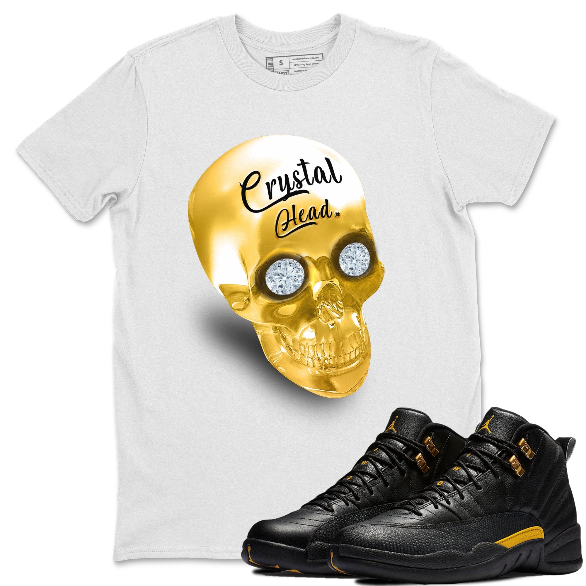 Jordan 12 Black Taxi Sneaker Tees Drip Gear Zone Crystal Head Sneaker Tees Jordan 12 Black Taxi Shirt Unisex Shirts