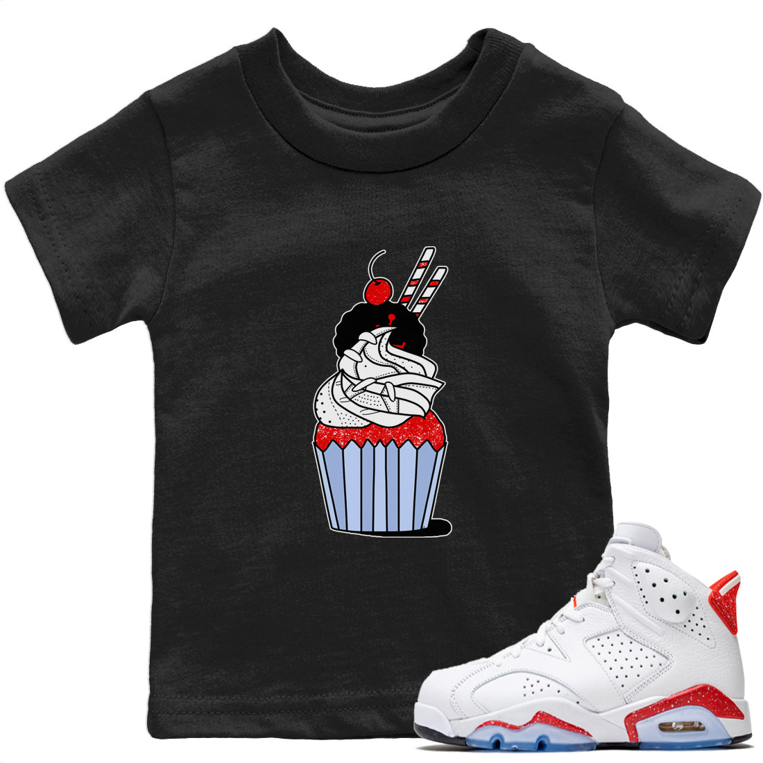 Jordan 6 Red Velvet Cookies Sneaker Matching T-Shirt Cup Cake Sneaker Tees Jordan 6 Red Velvet Cookies Sneaker Release Tees Kids Shirts