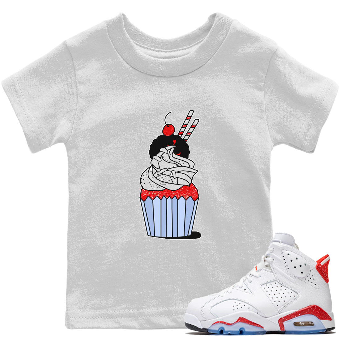 Jordan 6 Red Velvet Cookies Sneaker Matching T-Shirt Cup Cake Sneaker Tees Jordan 6 Red Velvet Cookies Sneaker Release Tees Kids Shirts
