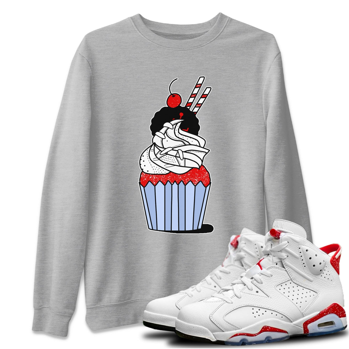 Jordan 6 Red Velvet Cookies Sneaker Matching T-Shirt Cup Cake Sneaker Tees Jordan 6 Red Velvet Cookies Sneaker Release Tees Crew Neck Tees
