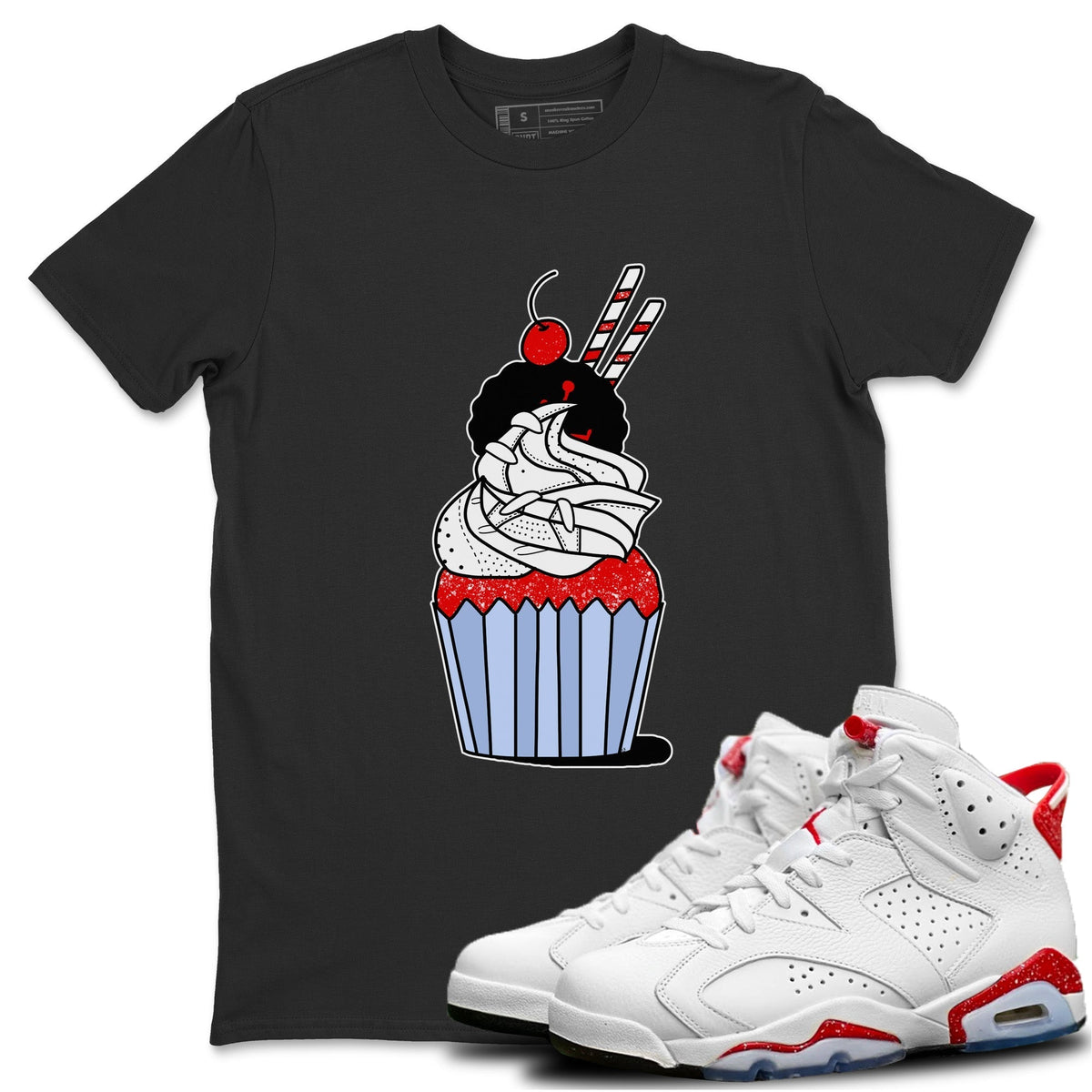 Jordan 6 Red Velvet Cookies Sneaker Matching T-Shirt Cup Cake Sneaker Tees Jordan 6 Red Velvet Cookies Sneaker Release Tees Crew Neck Tees