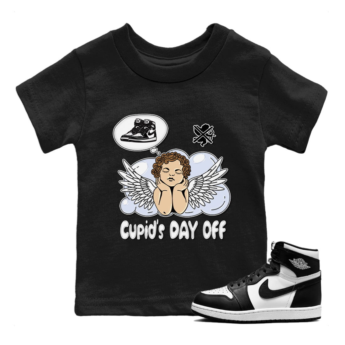 Air Jordan 1 Black White Shirt To Match Jordans Cupids Day Off Sneaker Tees Air Jordan 1 Black White Drip Gear Zone Sneaker Matching Clothing Kids Shirts