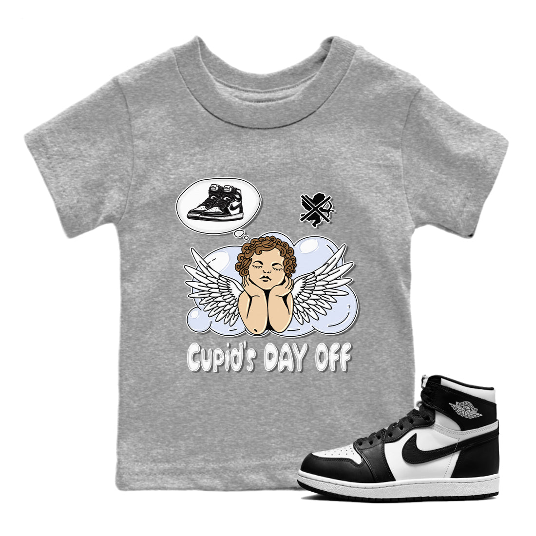 Air Jordan 1 Black White Shirt To Match Jordans Cupids Day Off Sneaker Tees Air Jordan 1 Black White Drip Gear Zone Sneaker Matching Clothing Kids Shirts