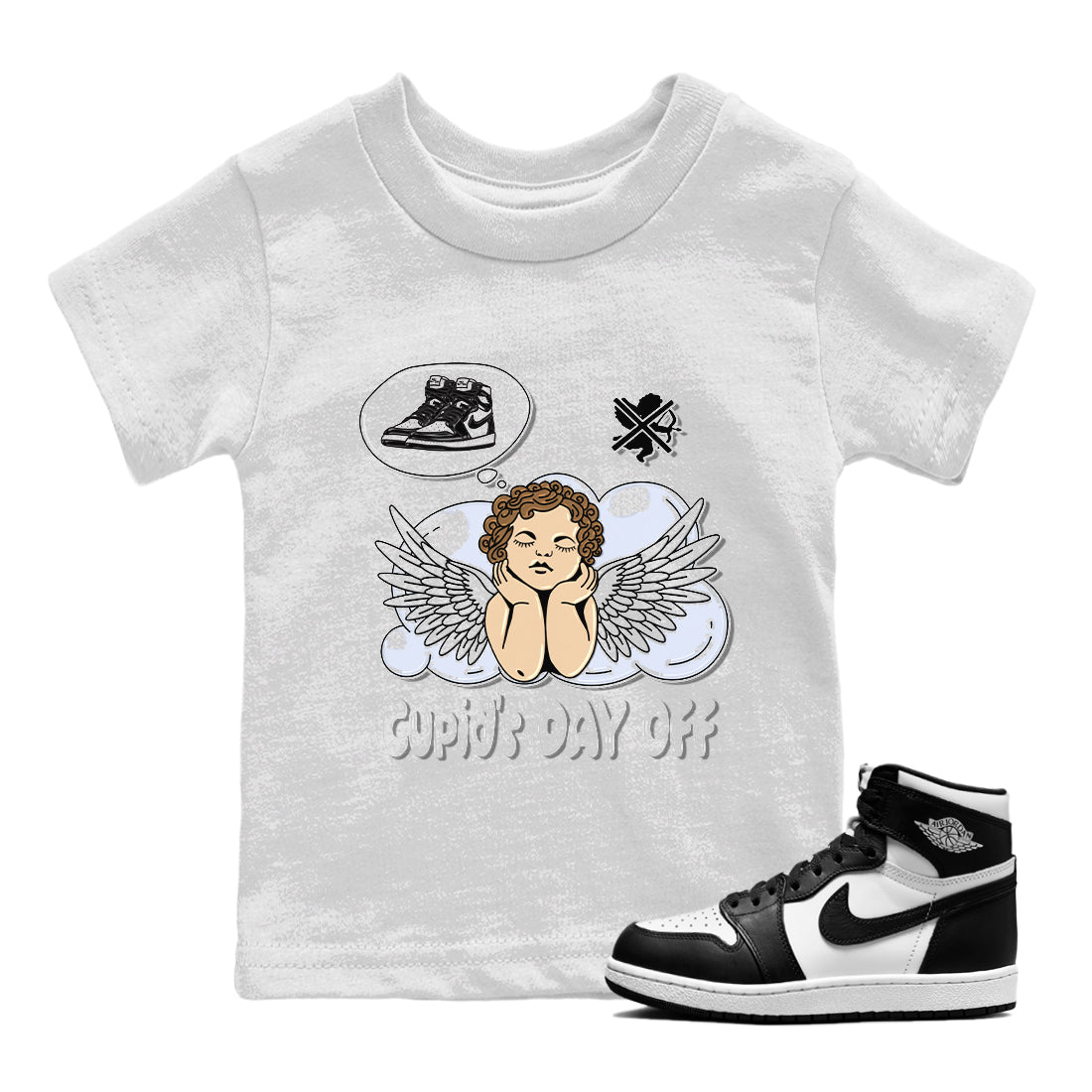 Air Jordan 1 Black White Shirt To Match Jordans Cupids Day Off Sneaker Tees Air Jordan 1 Black White Drip Gear Zone Sneaker Matching Clothing Kids Shirts