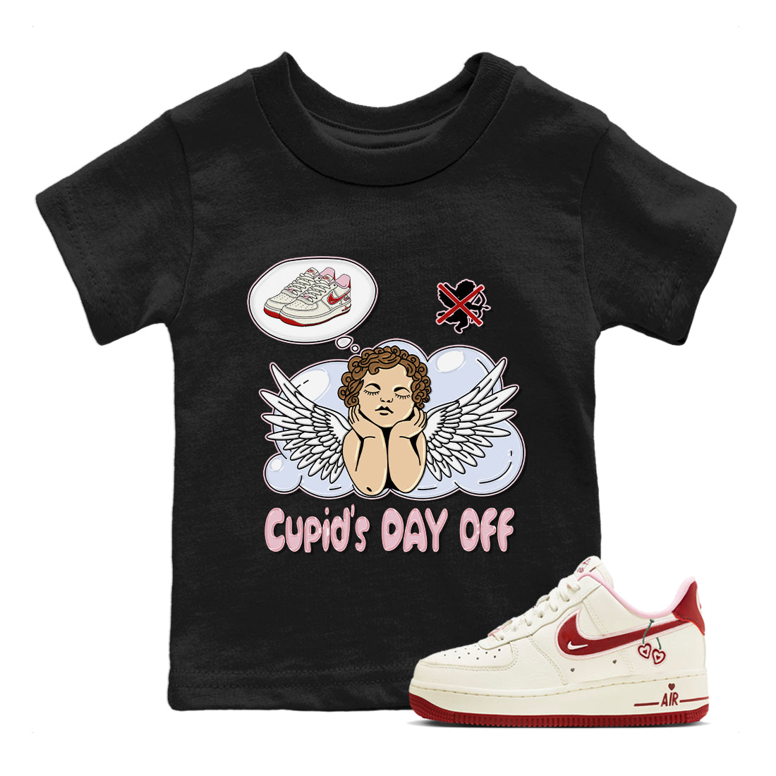 Air Force 1 Valentines Day Sneaker Match Tees Cupids Day Off Sneaker Tees Air Force 1 Valentines Day Jordan to match sneaker T-Shirt Kids Shirts