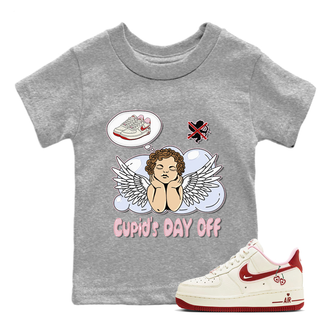 Air Force 1 Valentines Day Sneaker Match Tees Cupids Day Off Sneaker Tees Air Force 1 Valentines Day Jordan to match sneaker T-Shirt Kids Shirts
