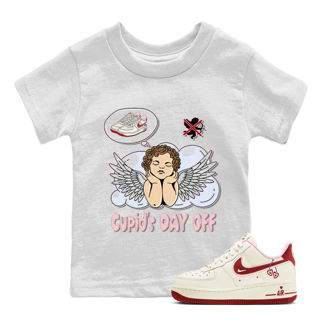 Air Force 1 Valentines Day Sneaker Match Tees Cupids Day Off Sneaker Tees Air Force 1 Valentines Day Jordan to match sneaker T-Shirt Kids Shirts