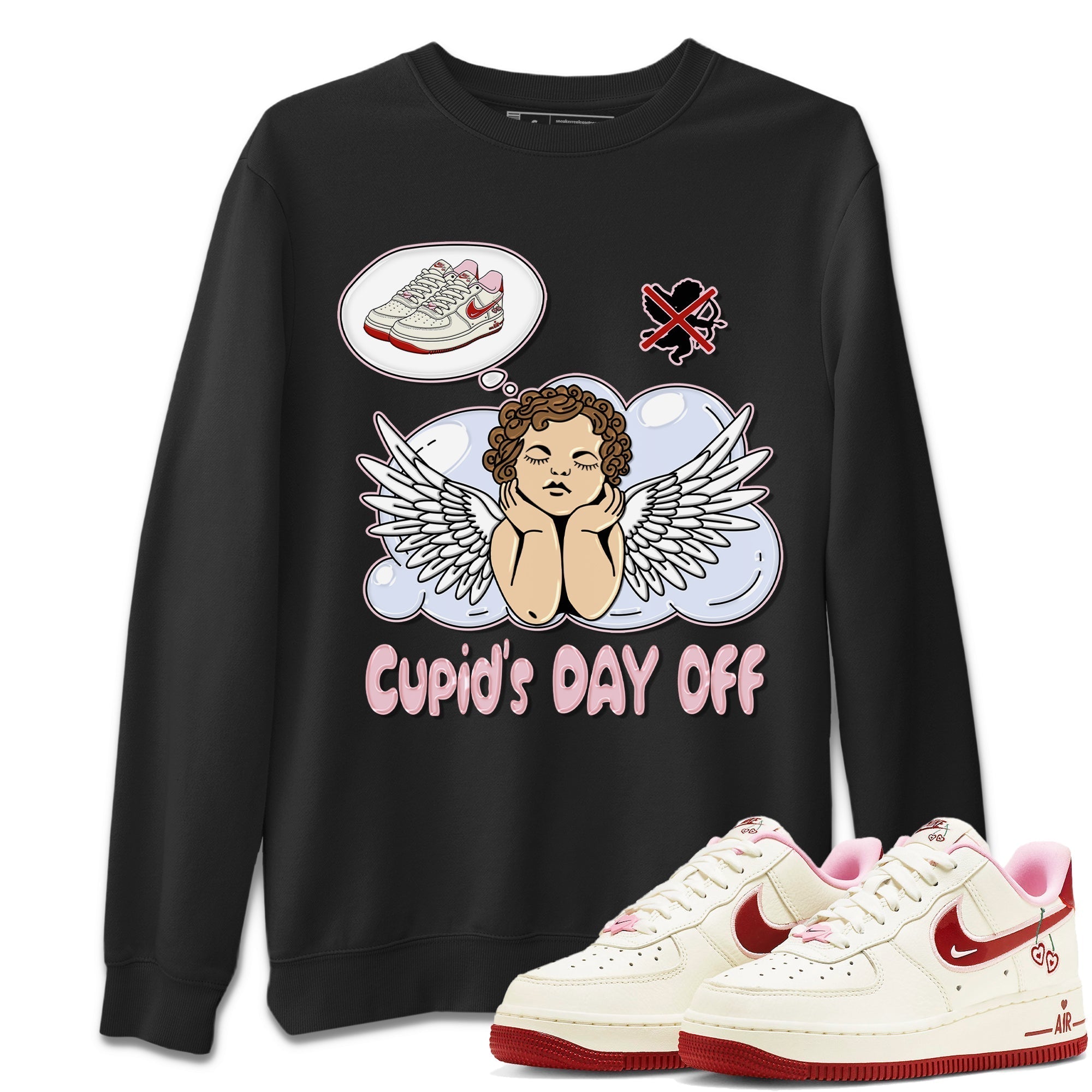 Air Force 1 Valentines Day Sneaker Match Tees Cupids Day Off Sneaker Tees Air Force 1 Valentines Day Jordan to match sneaker T-Shirt Crew Neck Shirts