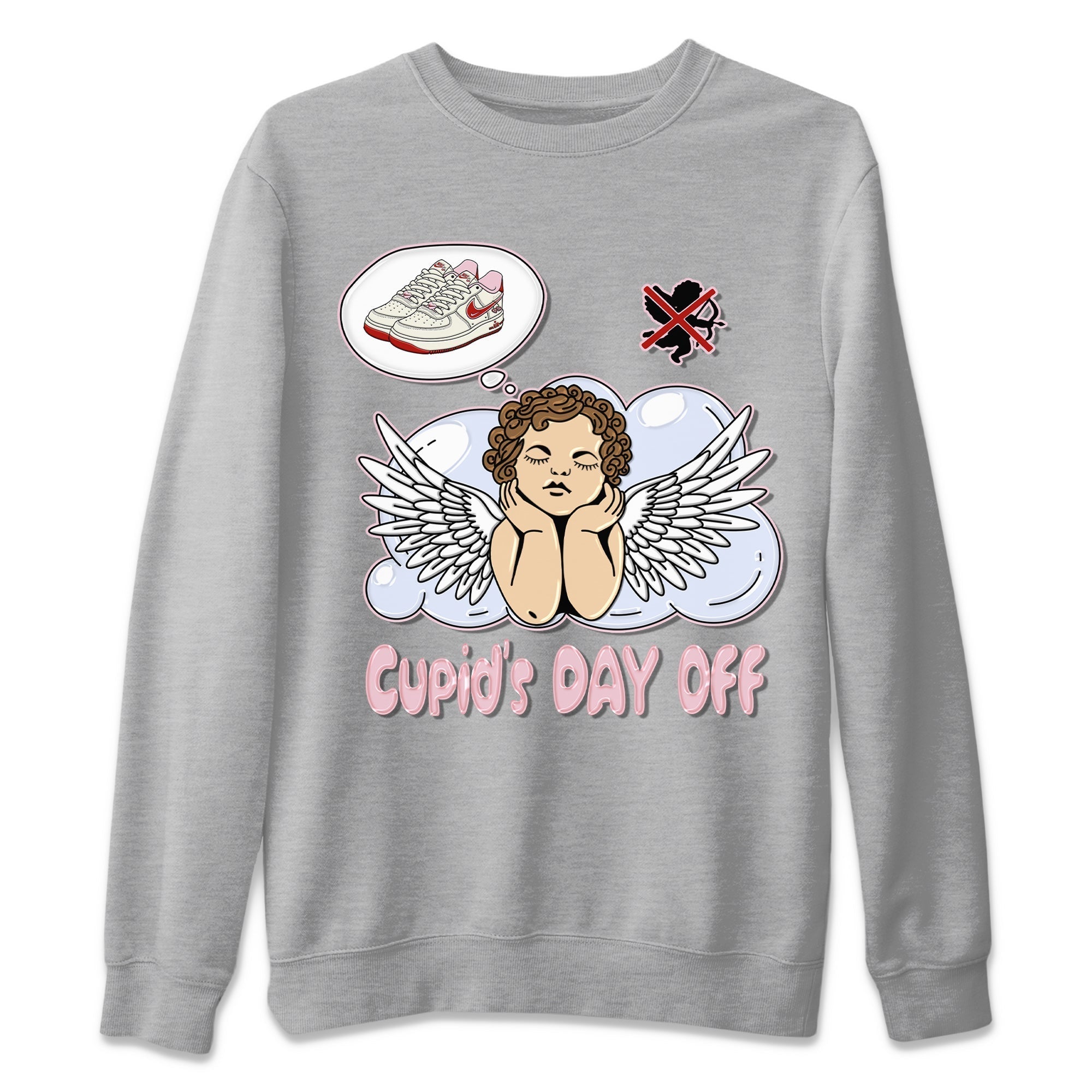 Air Force 1 Valentines Day Sneaker Match Tees Cupids Day Off Sneaker Tees Air Force 1 Valentines Day Jordan to match sneaker T-Shirt Crew Neck Shirts