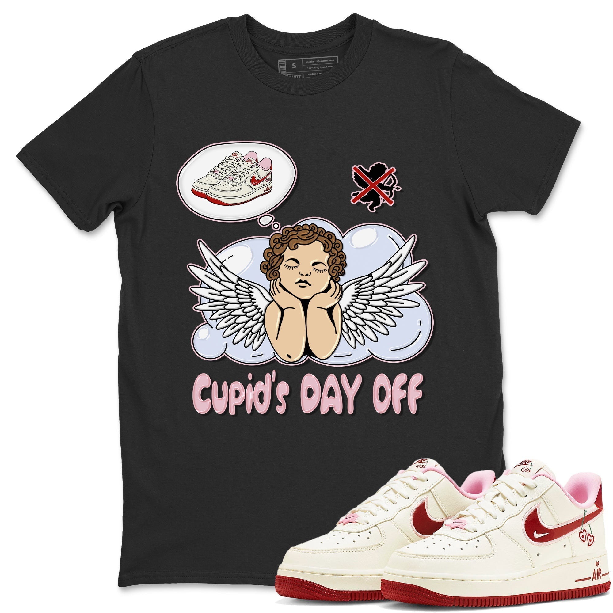 Air Force 1 Valentines Day Sneaker Match Tees Cupids Day Off Sneaker Tees Air Force 1 Valentines Day Jordan to match sneaker T-Shirt Crew Neck Shirts