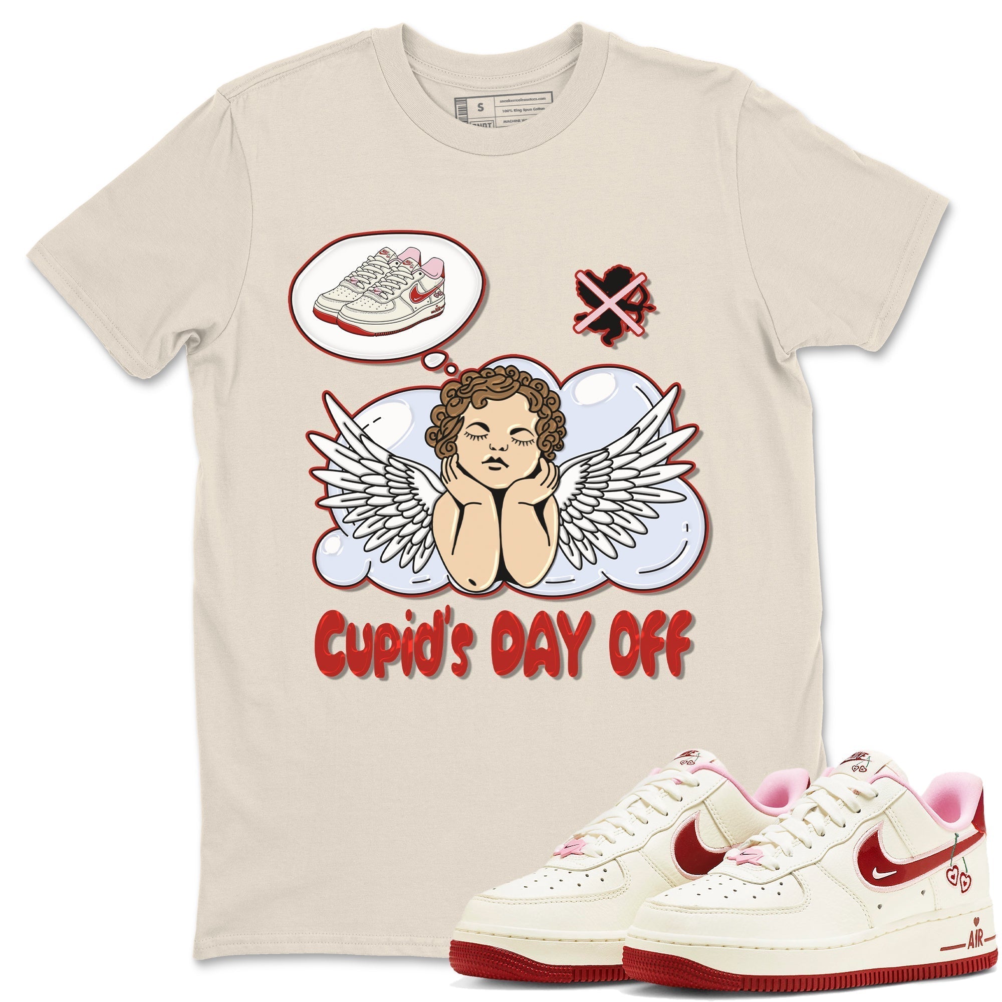 Air Force 1 Valentines Day Sneaker Match Tees Cupids Day Off Sneaker Tees Air Force 1 Valentines Day Jordan to match sneaker T-Shirt Crew Neck Shirts