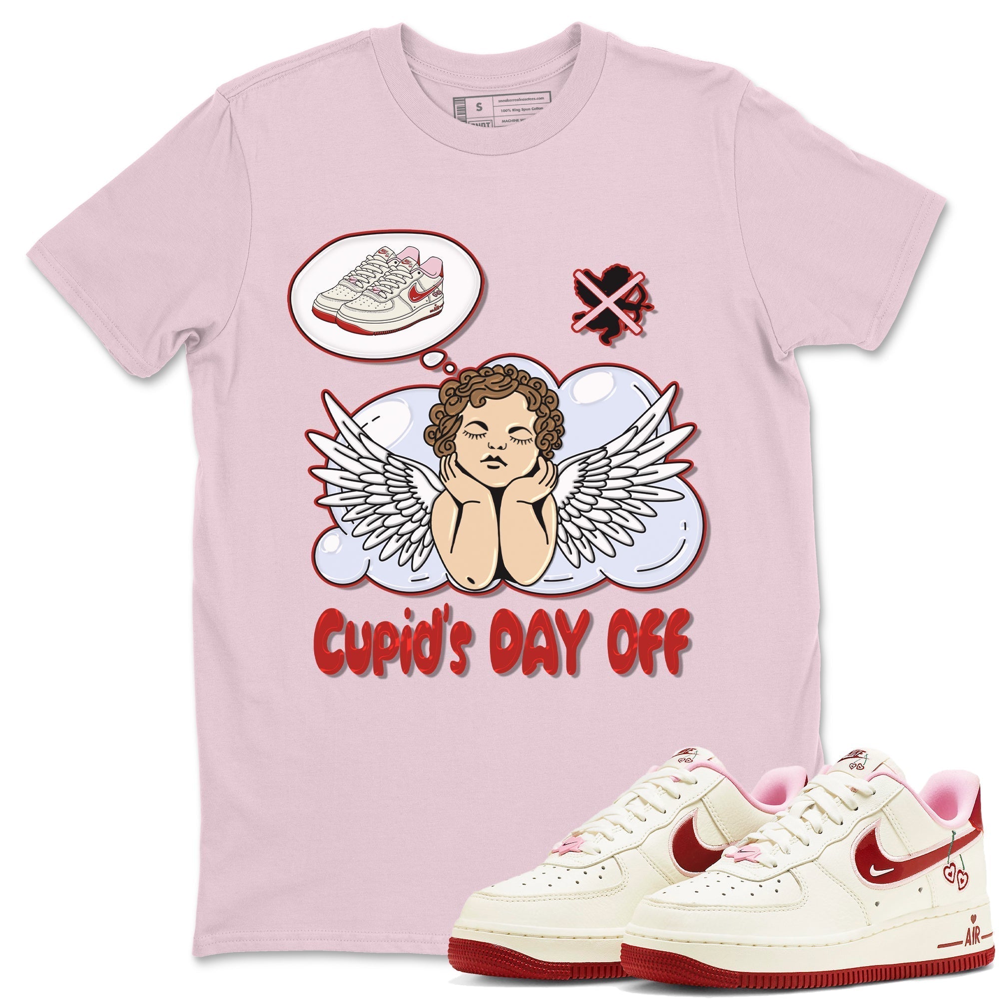Air Force 1 Valentines Day Sneaker Match Tees Cupids Day Off Sneaker Tees Air Force 1 Valentines Day Jordan to match sneaker T-Shirt Crew Neck Shirts