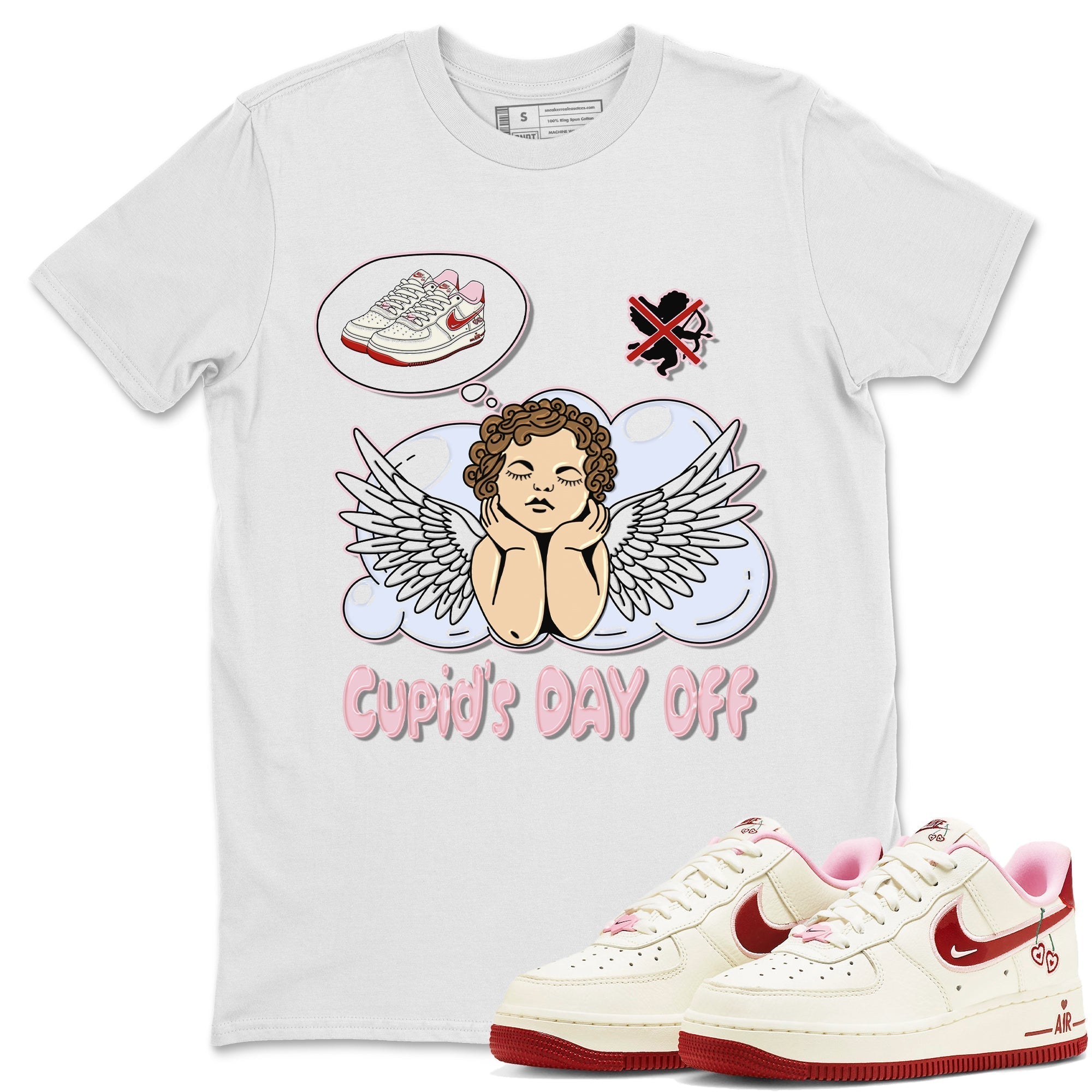 Air Force 1 Valentines Day Sneaker Match Tees Cupids Day Off Sneaker Tees Air Force 1 Valentines Day Jordan to match sneaker T-Shirt Crew Neck Shirts