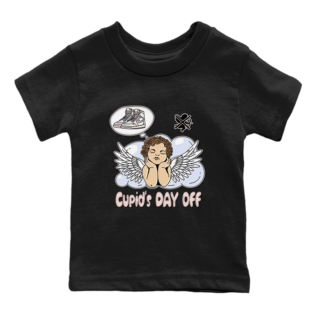 Air Jordan 1 Washed Pink Sneaker Match Tees Cupids Day Off Streetwear Sneaker Shirt AJ1 Washed Pink Sneaker Release Tees Kids Shirts Black 2