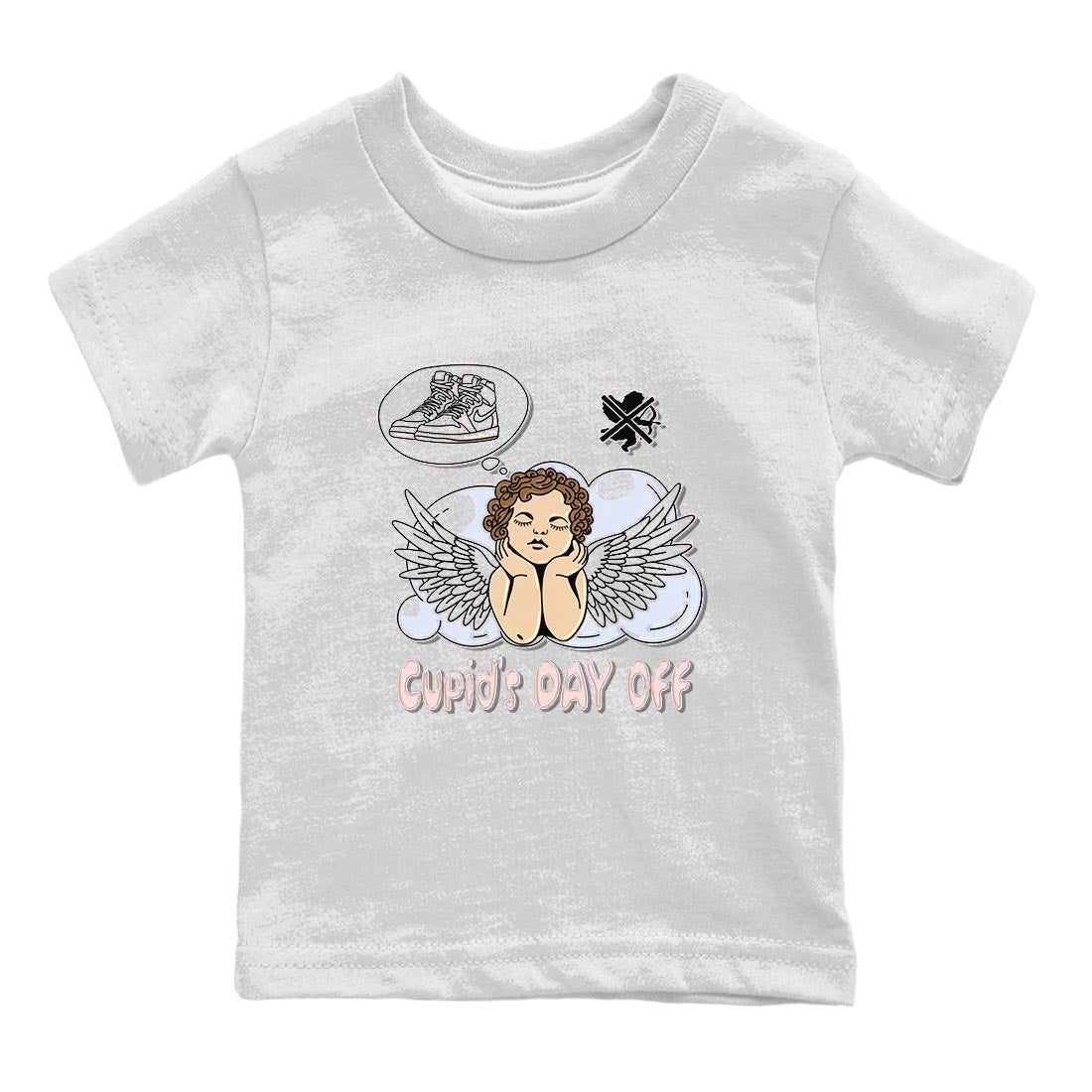 Air Jordan 1 Washed Pink Sneaker Match Tees Cupids Day Off Streetwear Sneaker Shirt AJ1 Washed Pink Sneaker Release Tees Kids Shirts White 2