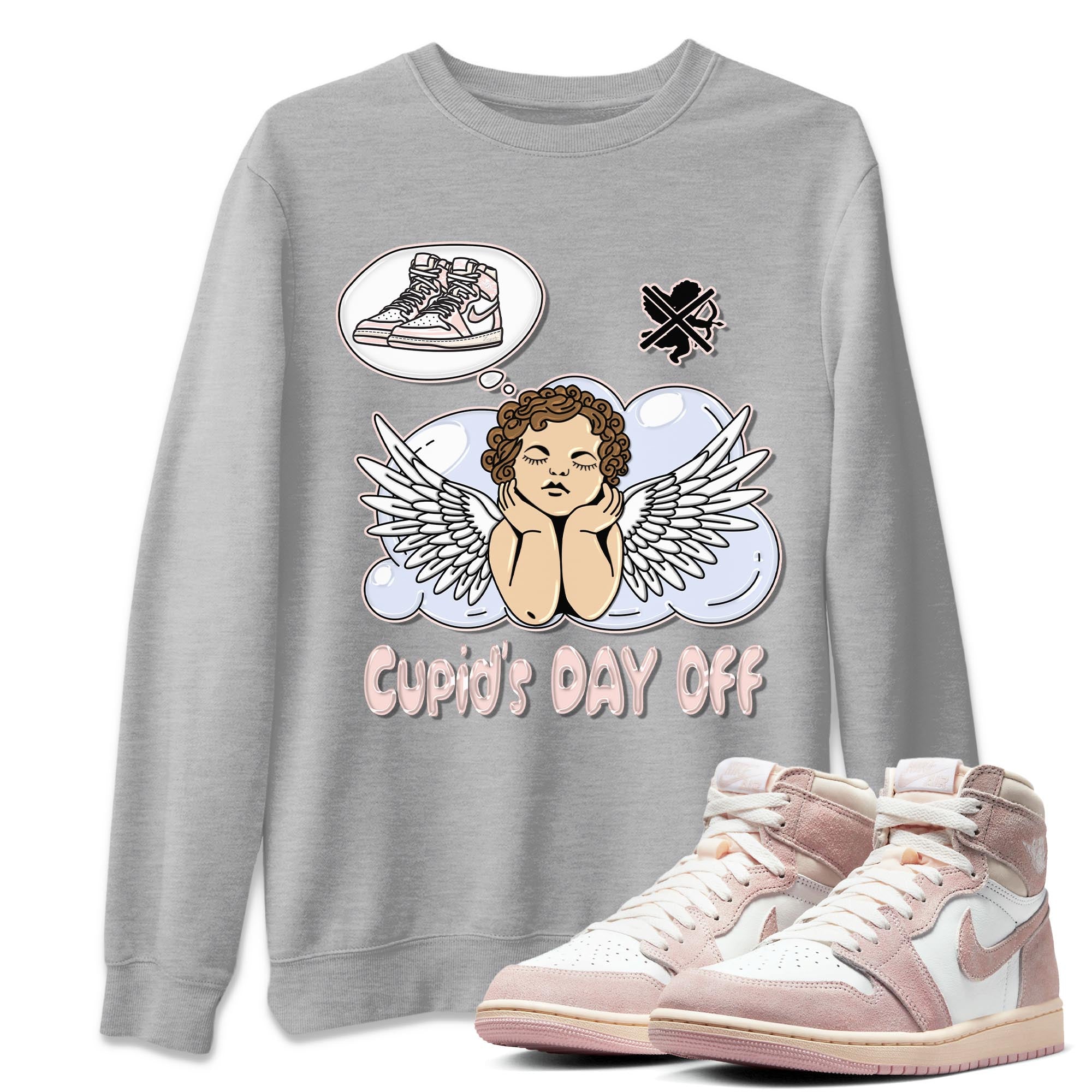 Air Jordan 1 Washed Pink Sneaker Match Tees Cupids Day Off Streetwear Sneaker Shirt AJ1 Washed Pink Sneaker Release Tees Unisex Shirts Heather Grey 1