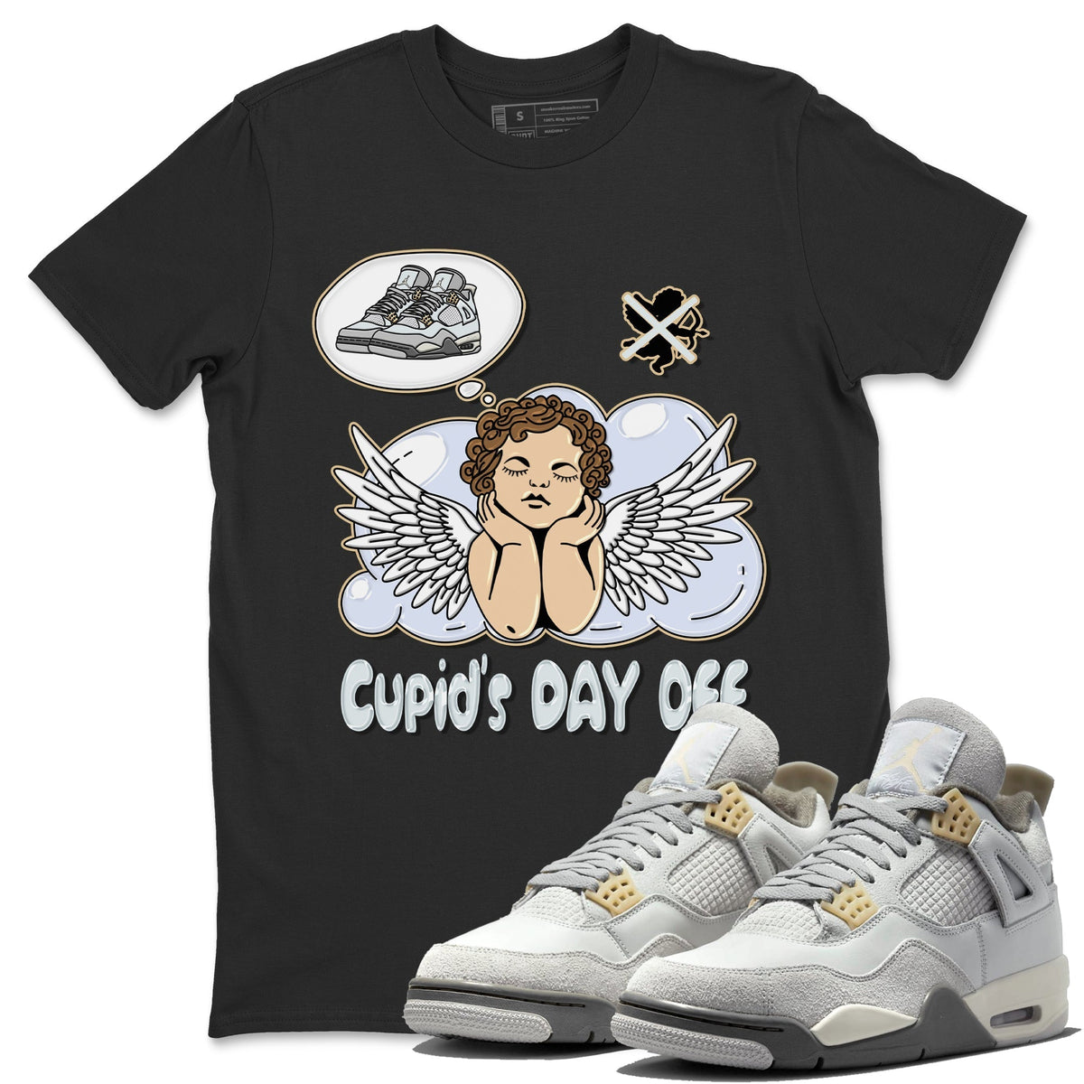 Jordan 4 Craft Sneaker Matching T-Shirt Cupids Day Off Sneaker Tees Jordan 4 Craft Sneaker Release Tees Crew Neck Tees