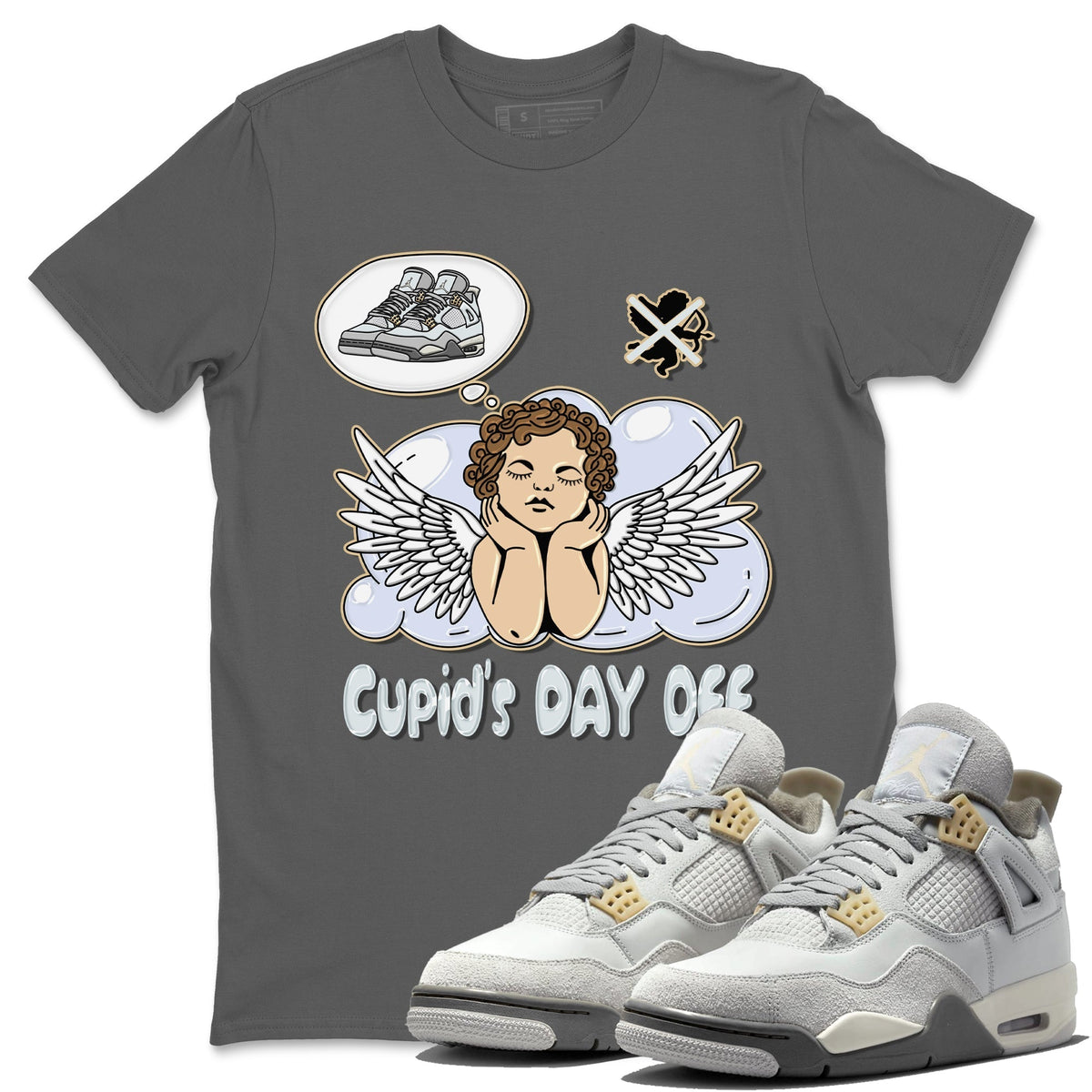 Jordan 4 Craft Sneaker Matching T-Shirt Cupids Day Off Sneaker Tees Jordan 4 Craft Sneaker Release Tees Crew Neck Tees