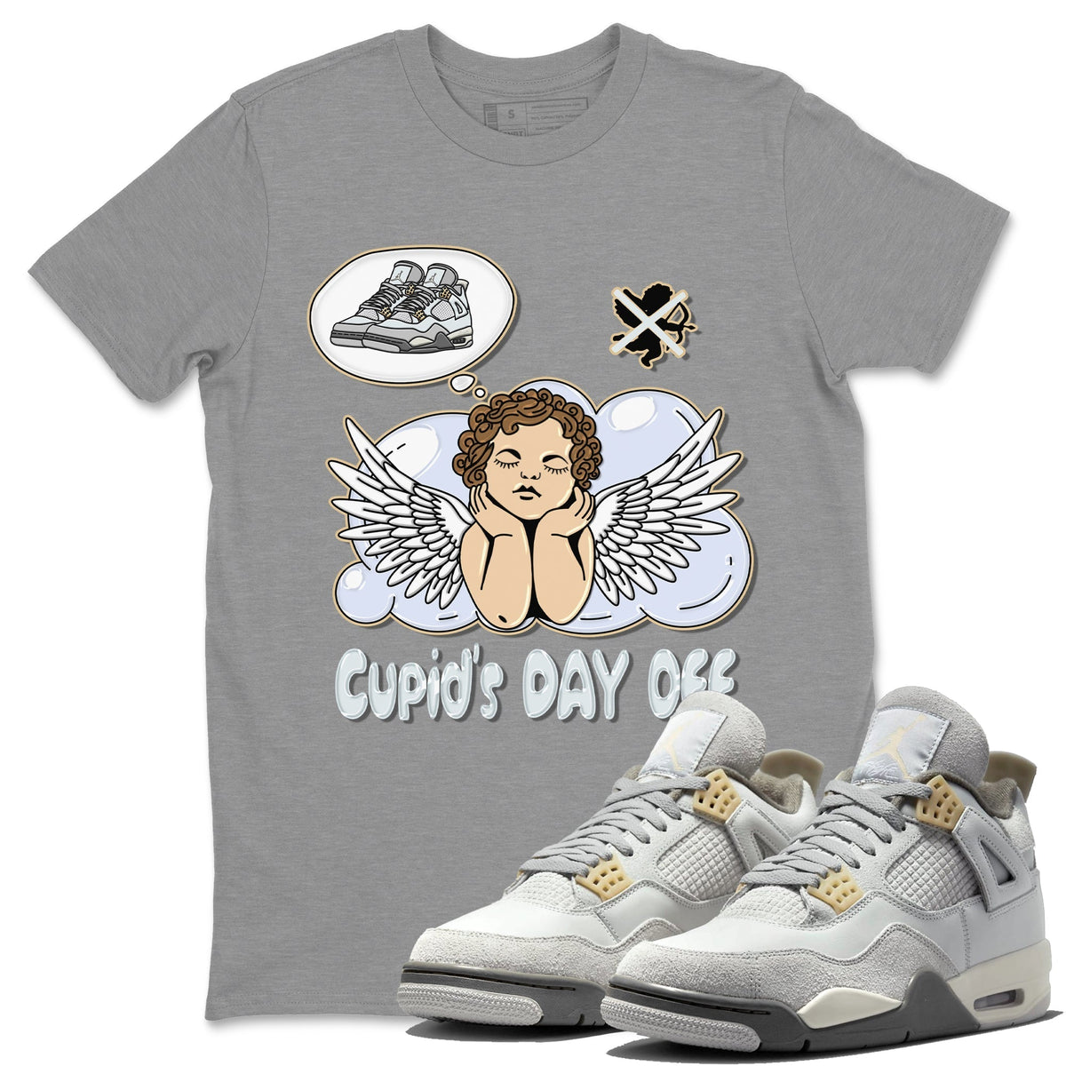 Jordan 4 Craft Sneaker Matching T-Shirt Cupids Day Off Sneaker Tees Jordan 4 Craft Sneaker Release Tees Crew Neck Tees