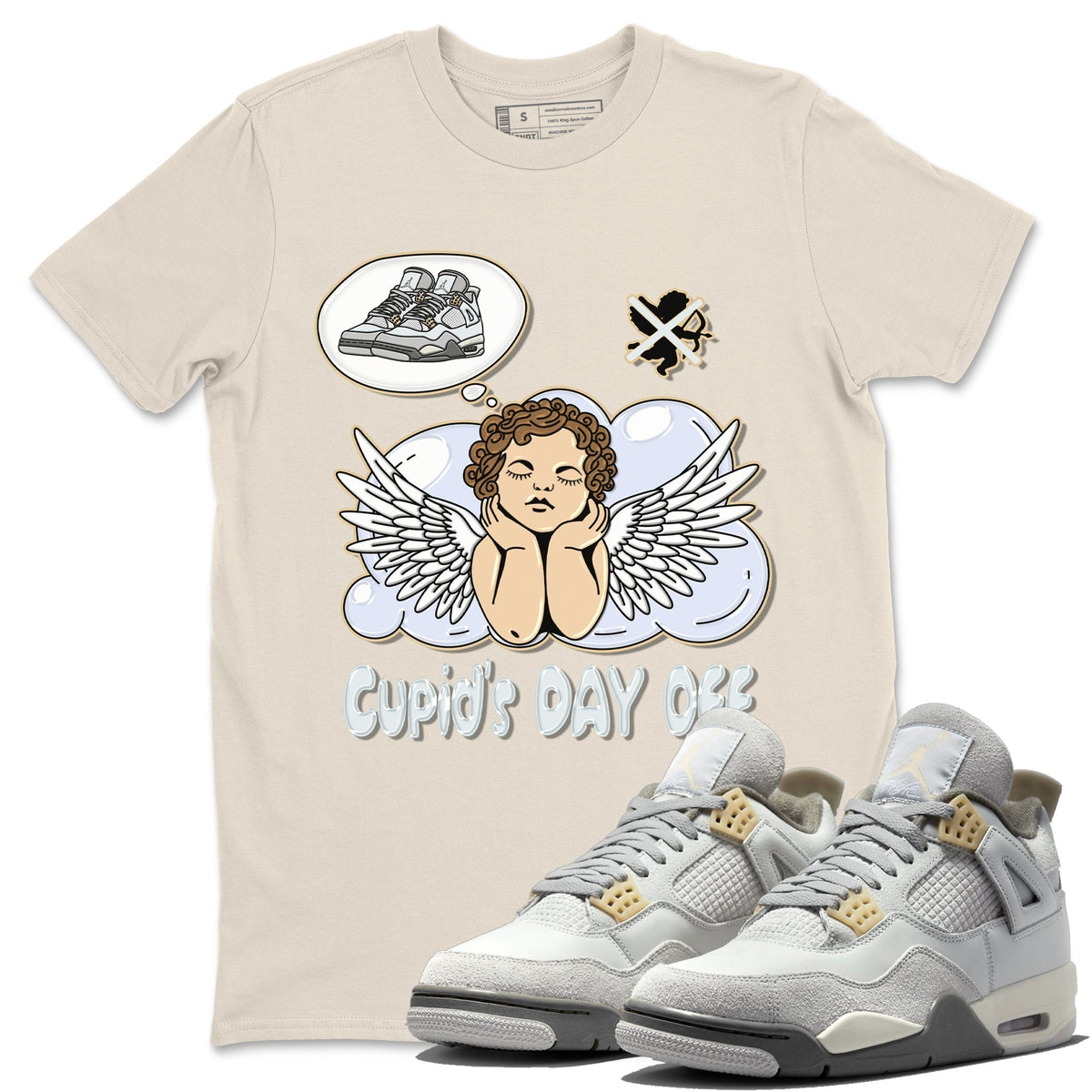 Jordan 4 Craft Sneaker Matching T-Shirt Cupids Day Off Sneaker Tees Jordan 4 Craft Sneaker Release Tees Crew Neck Tees