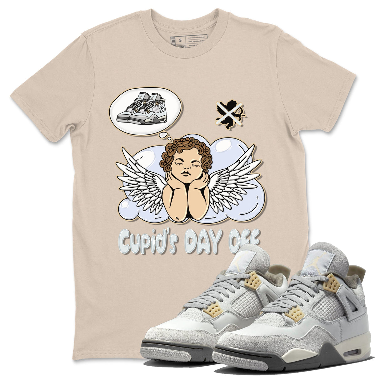 Jordan 4 Craft Sneaker Matching T-Shirt Cupids Day Off Sneaker Tees Jordan 4 Craft Sneaker Release Tees Crew Neck Tees