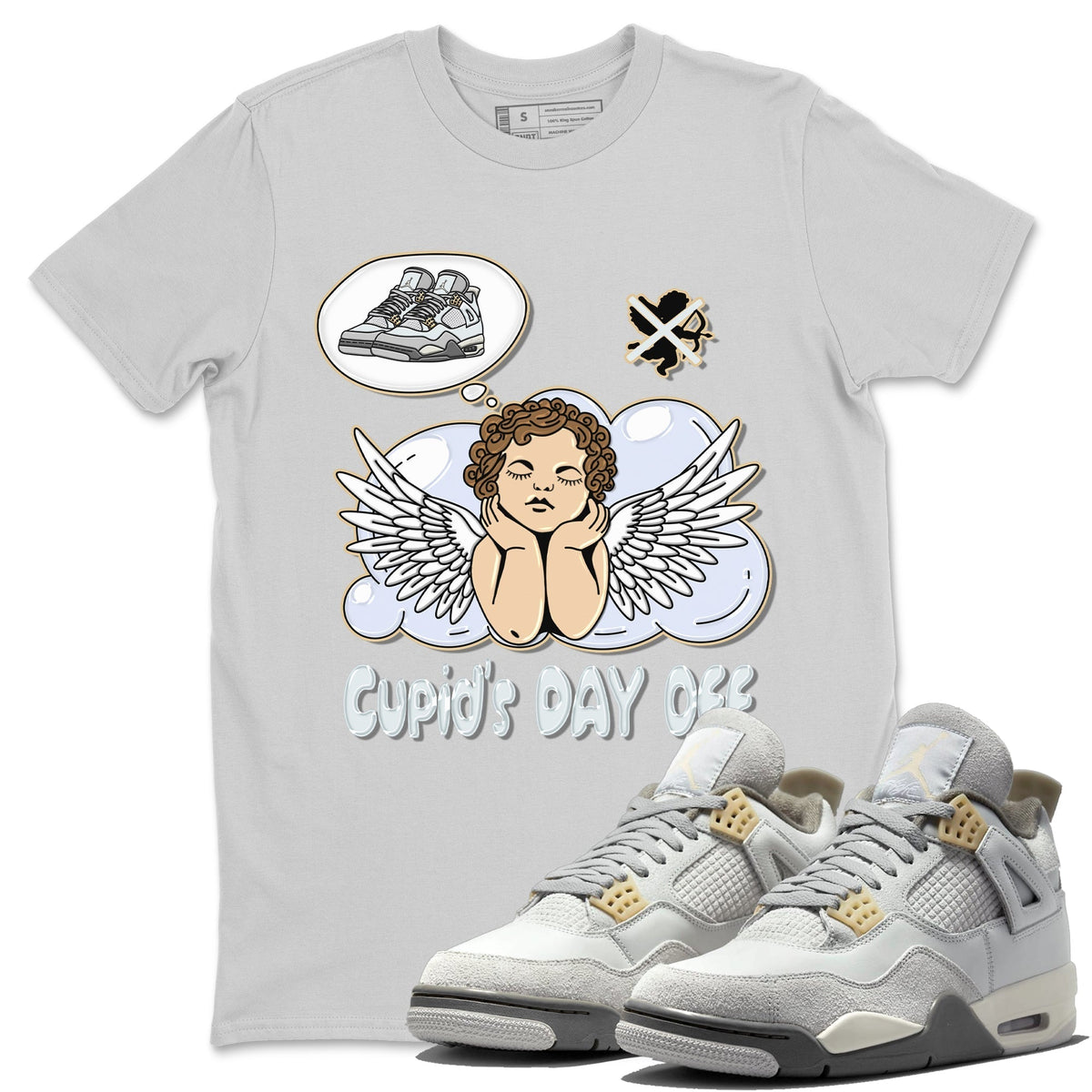 Jordan 4 Craft Sneaker Matching T-Shirt Cupids Day Off Sneaker Tees Jordan 4 Craft Sneaker Release Tees Crew Neck Tees