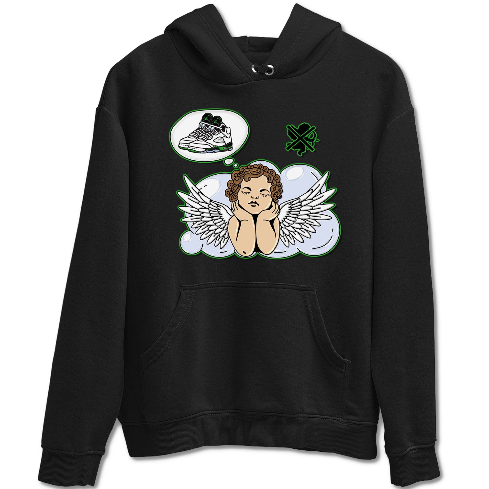 5s Lucky Green shirt to match jordans Cupids Day Off sneaker tees Air Jordan 5 Lucky Green Drip Gear Zone unisex cotton Black 2 crew neck shirt