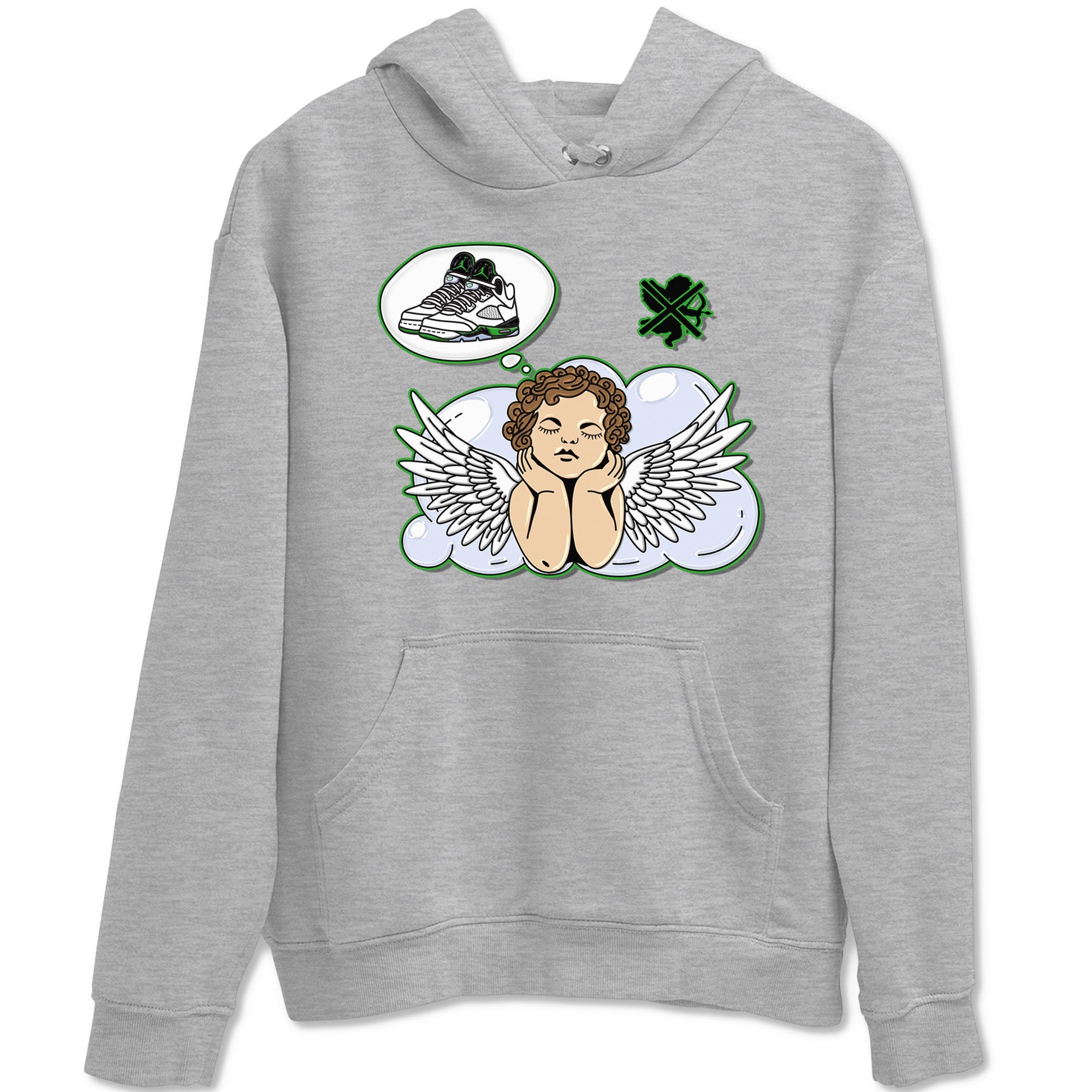 5s Lucky Green shirt to match jordans Cupids Day Off sneaker tees Air Jordan 5 Lucky Green Drip Gear Zone unisex cotton Heather Grey 2 crew neck shirt