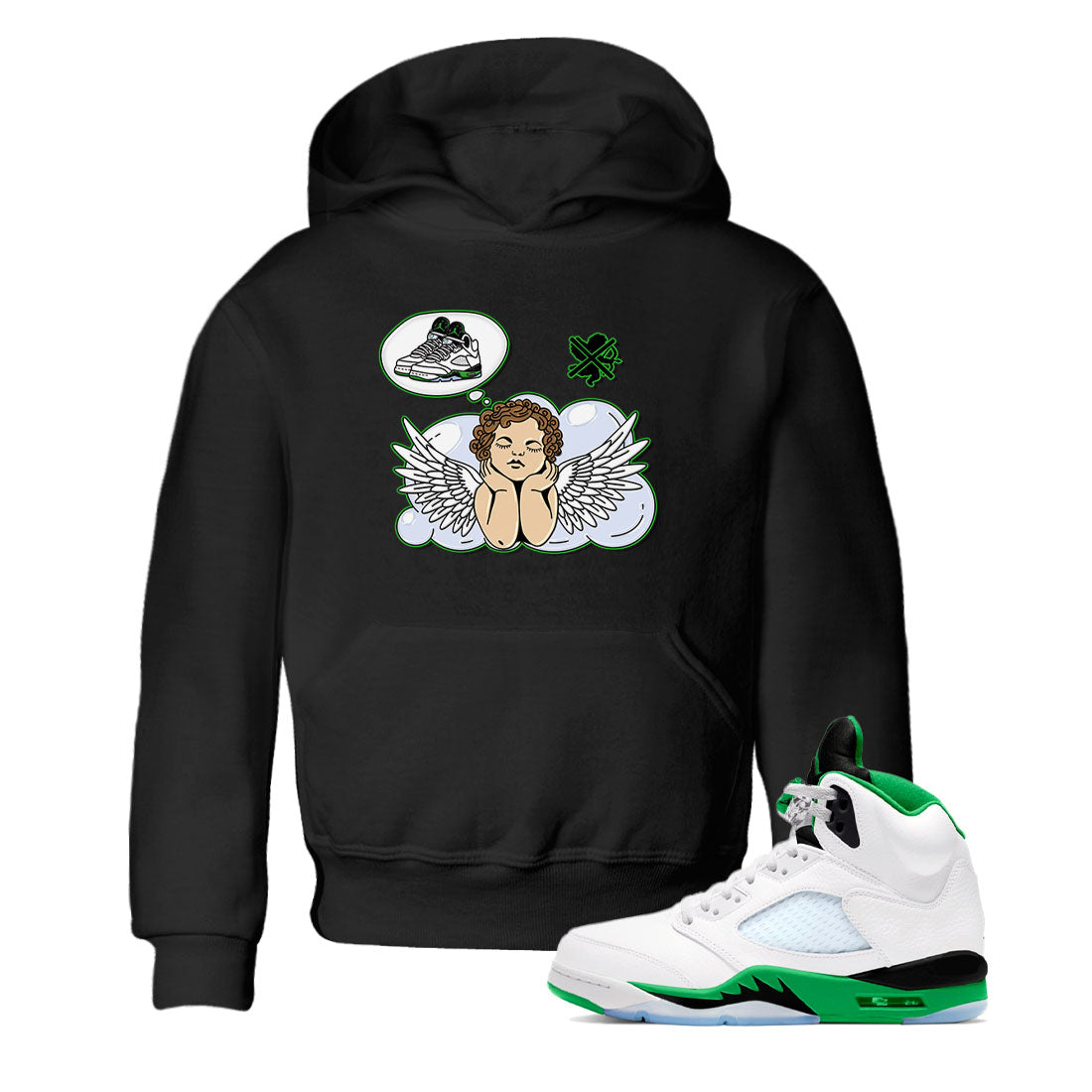 5s Lucky Green shirt to match jordans Cupids Day Off sneaker tees Air Jordan 5 Lucky Green Drip Gear Zone baby toddler Black 1 cotton Shirt