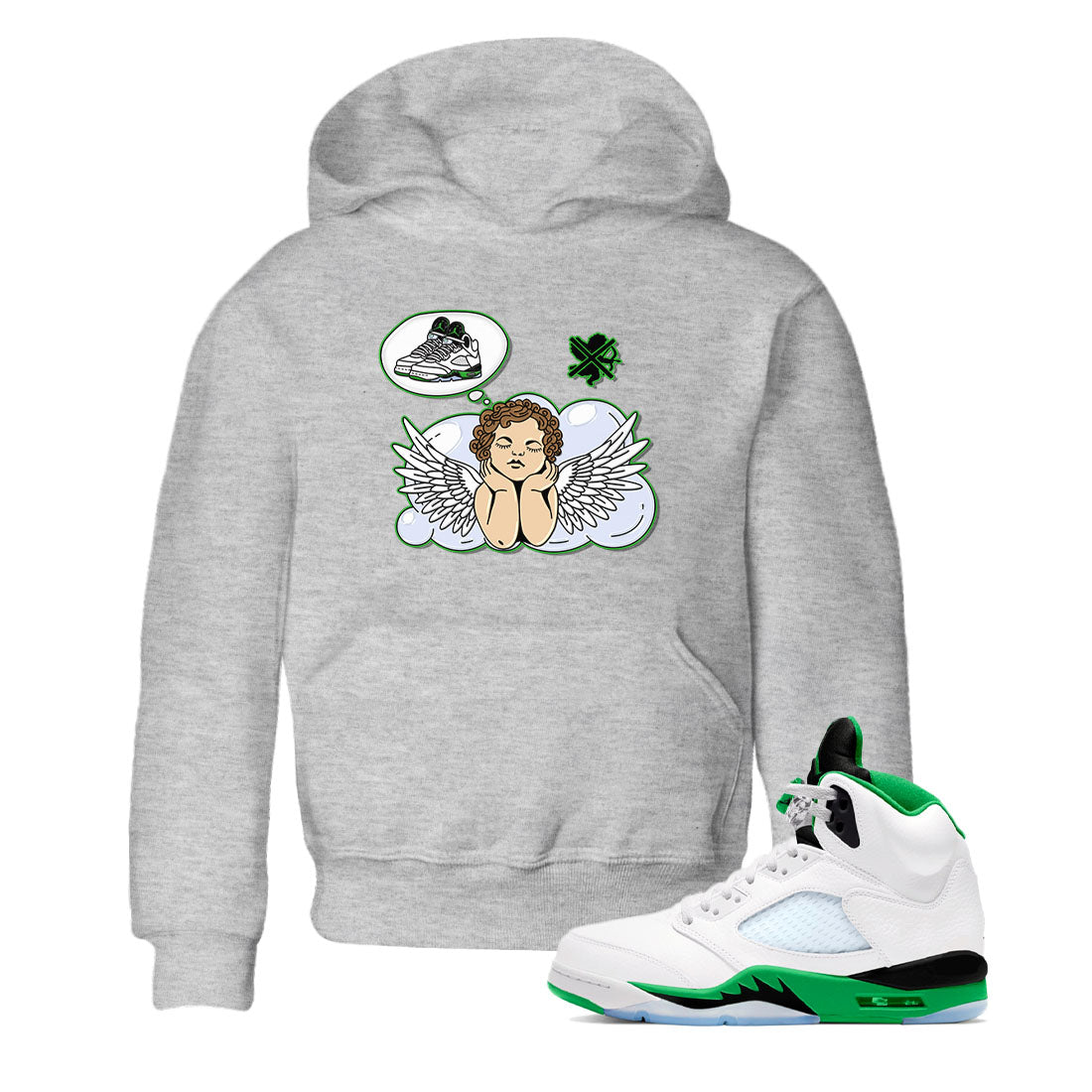 5s Lucky Green shirt to match jordans Cupids Day Off sneaker tees Air Jordan 5 Lucky Green Drip Gear Zone baby toddler Heather Grey 1 cotton Shirt