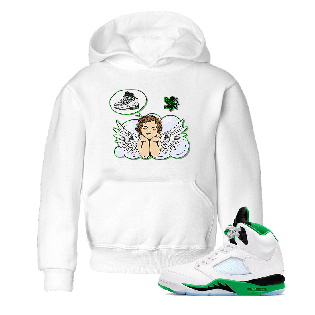 5s Lucky Green shirt to match jordans Cupids Day Off sneaker tees Air Jordan 5 Lucky Green Drip Gear Zone baby toddler White 1 cotton Shirt