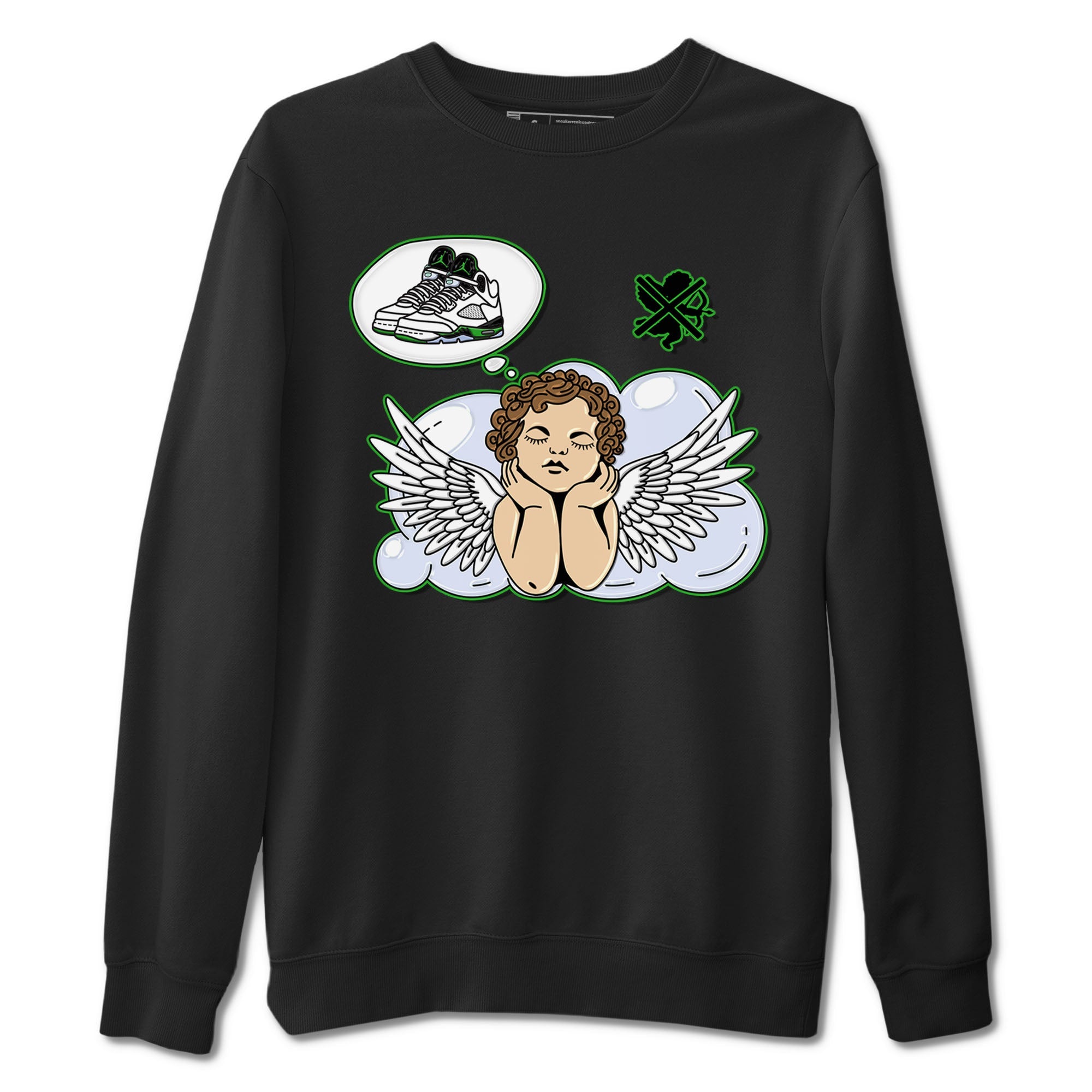5s Lucky Green shirt to match jordans Cupids Day Off sneaker tees Air Jordan 5 Lucky Green Drip Gear Zone unisex cotton Black 2 crew neck shirt