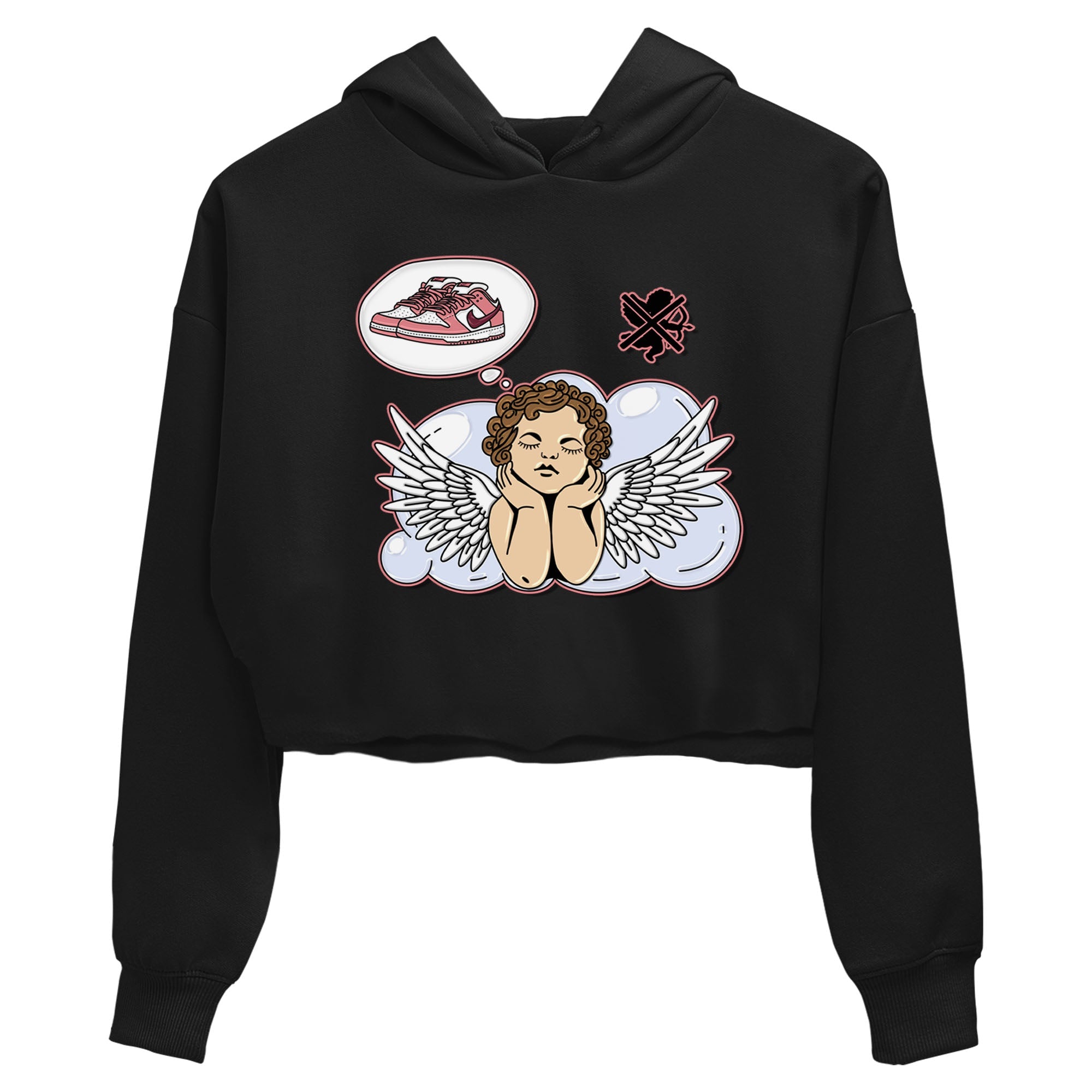 Dunk Valentine's Day shirt to match jordans Cupids Day Off sneaker tees Dunks Valentine's Day Drip Gear Zone Black 2 crop length shirt