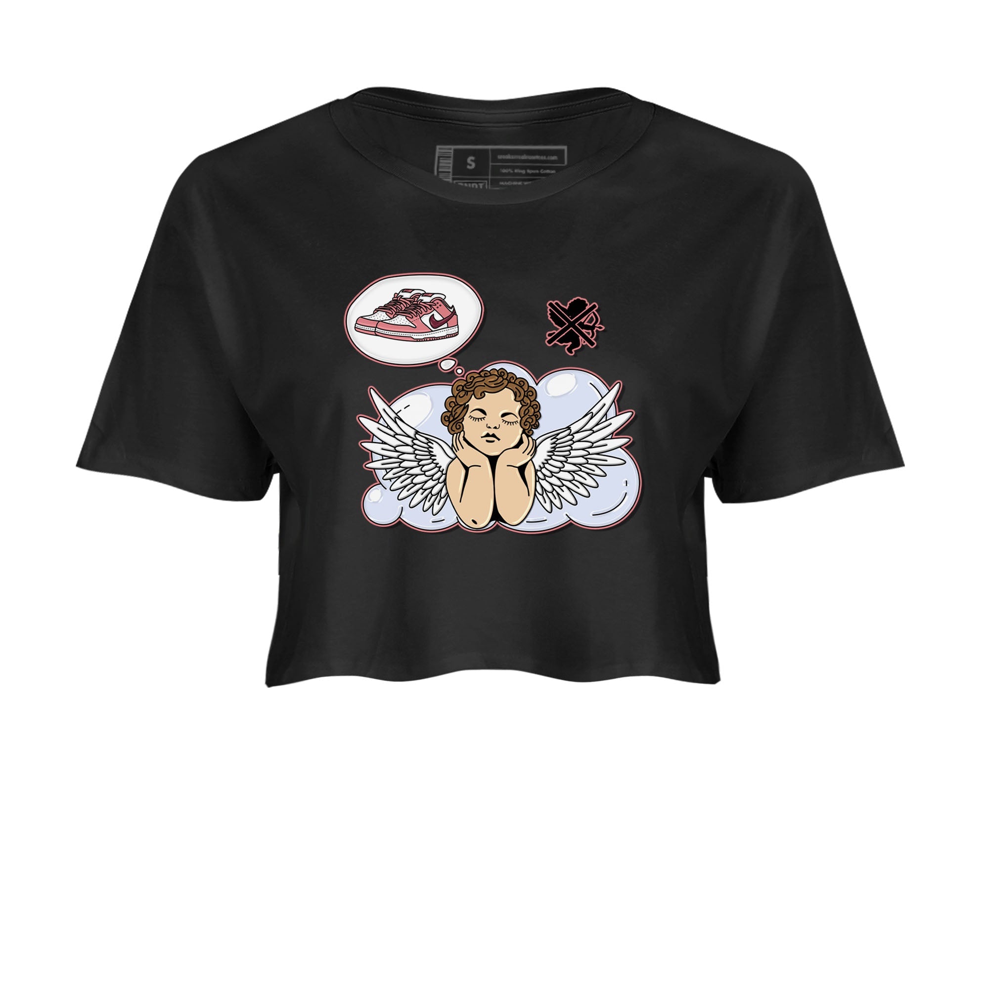 Dunk Valentine's Day shirt to match jordans Cupids Day Off sneaker tees Dunks Valentine's Day Drip Gear Zone Black 2 crop length shirt
